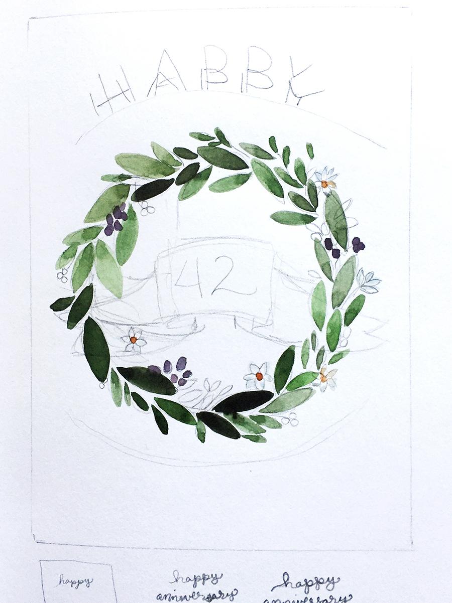Illustrative style anniversary wreath - image 2 - student project