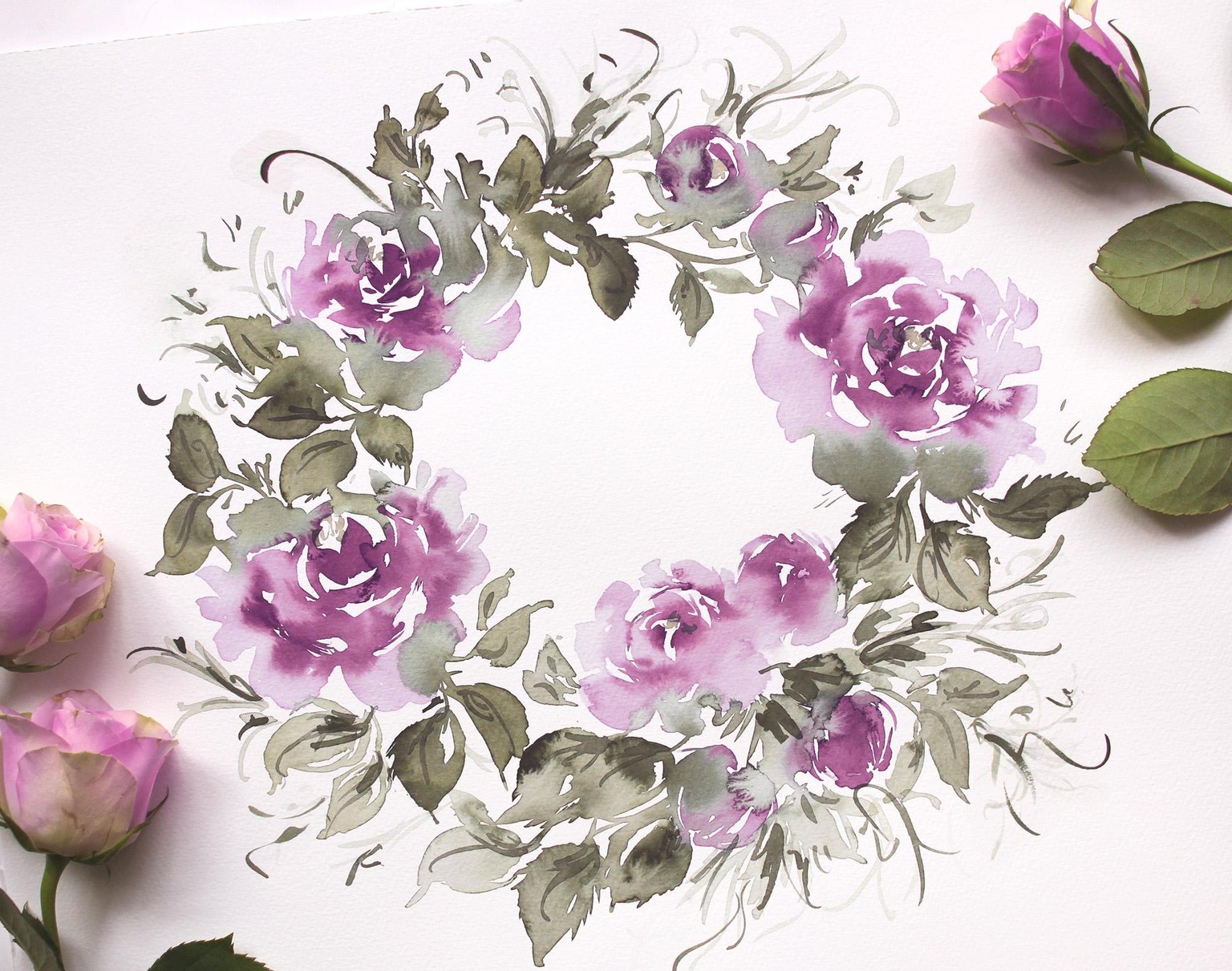 Loose Watercolor Peonies - image 1 - student project