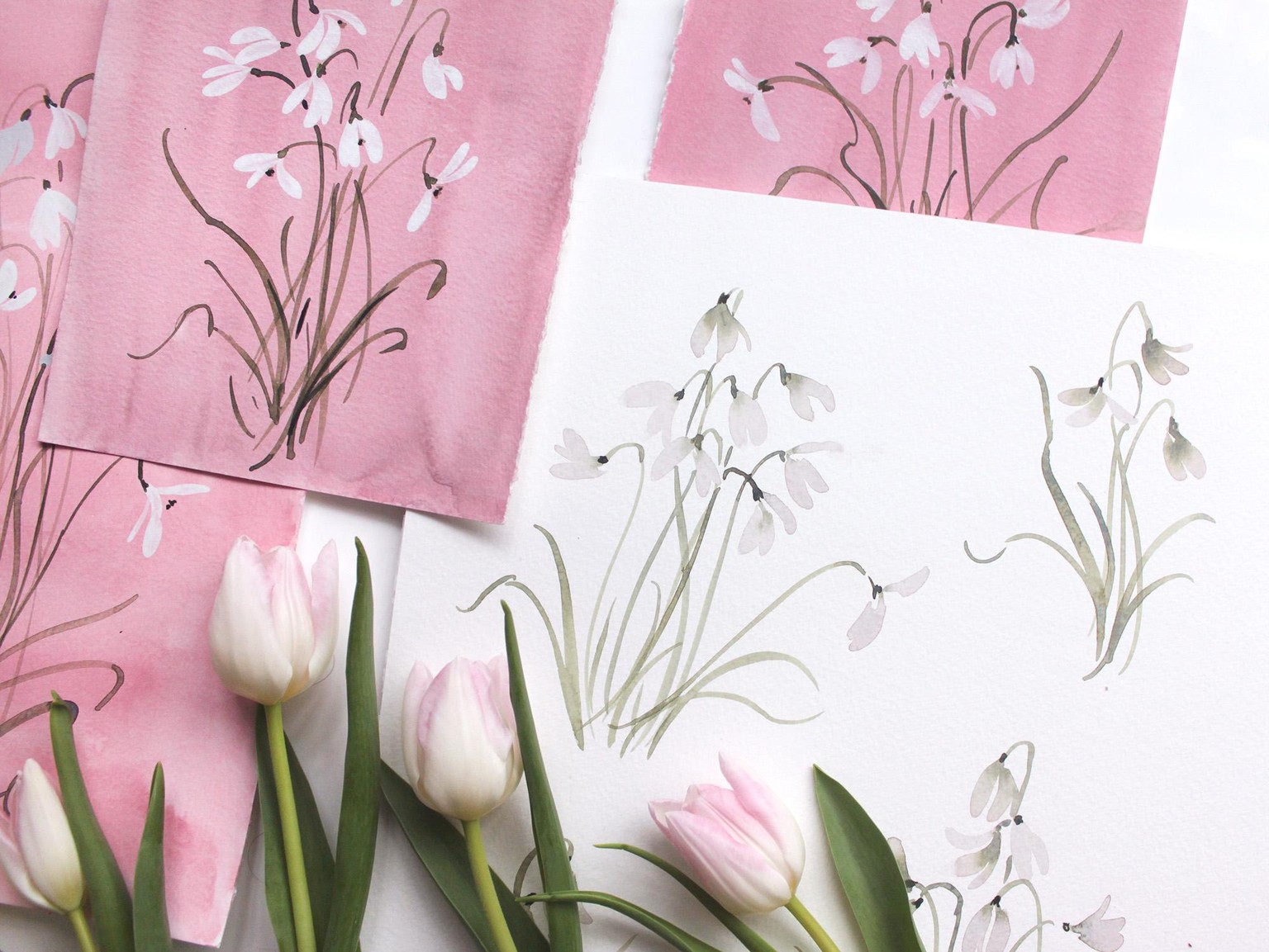 Loose Watercolor Snowdrops - image 1 - student project