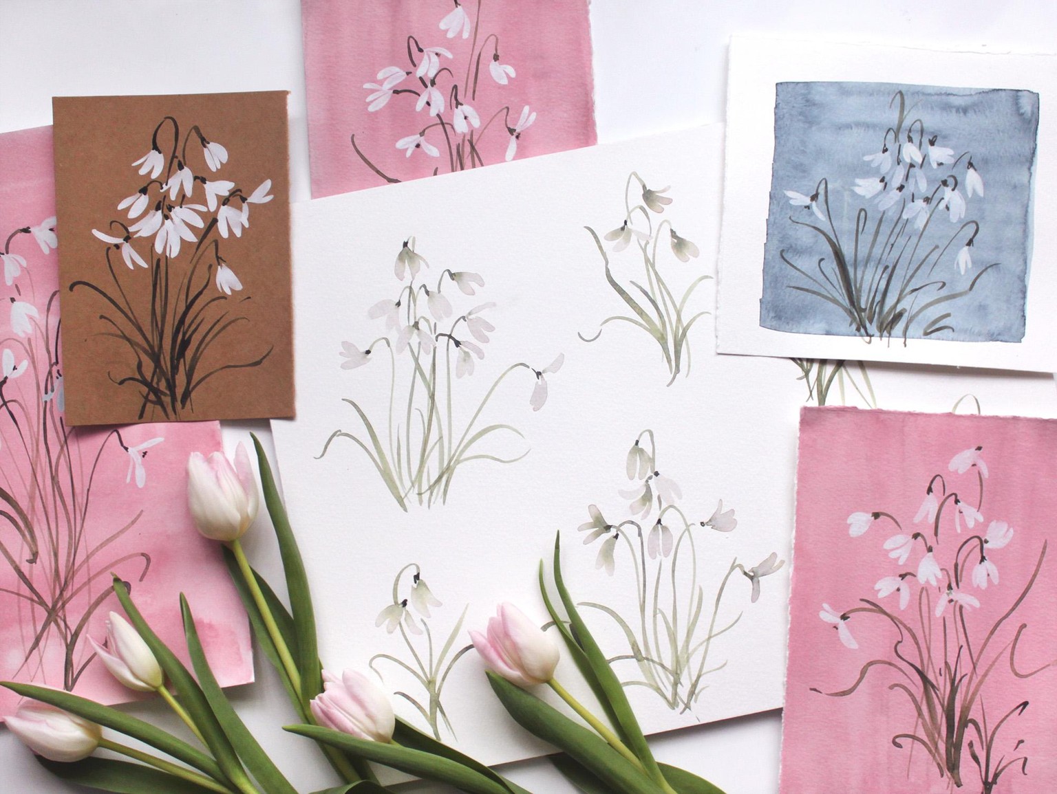 Loose Watercolor Snowdrops - image 5 - student project