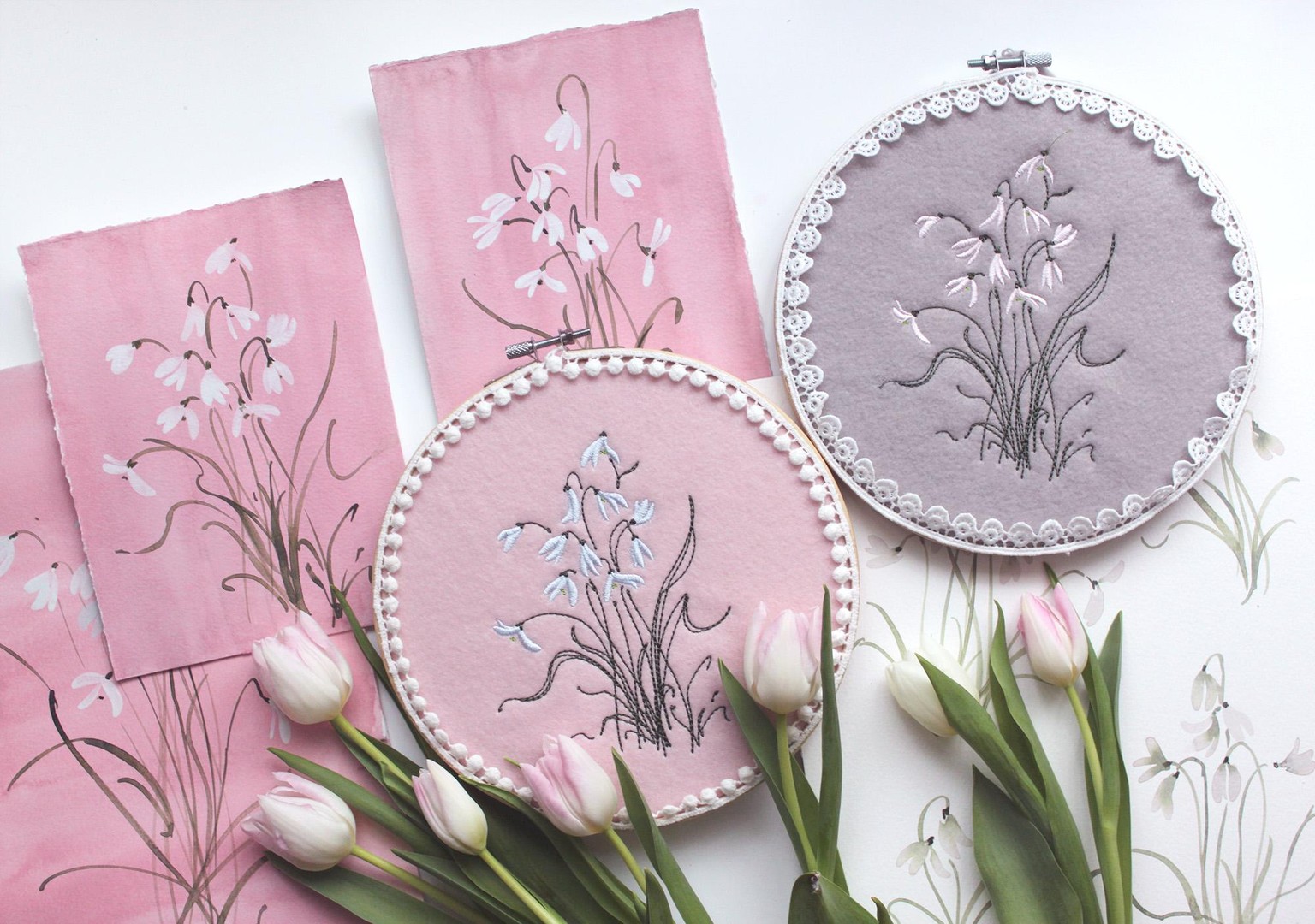 Loose Watercolor Snowdrops - image 3 - student project