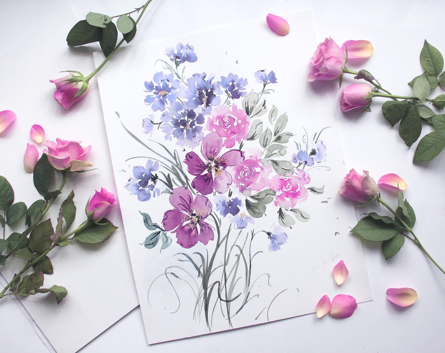 Loose Watercolor Floral Elements - image 1 - student project