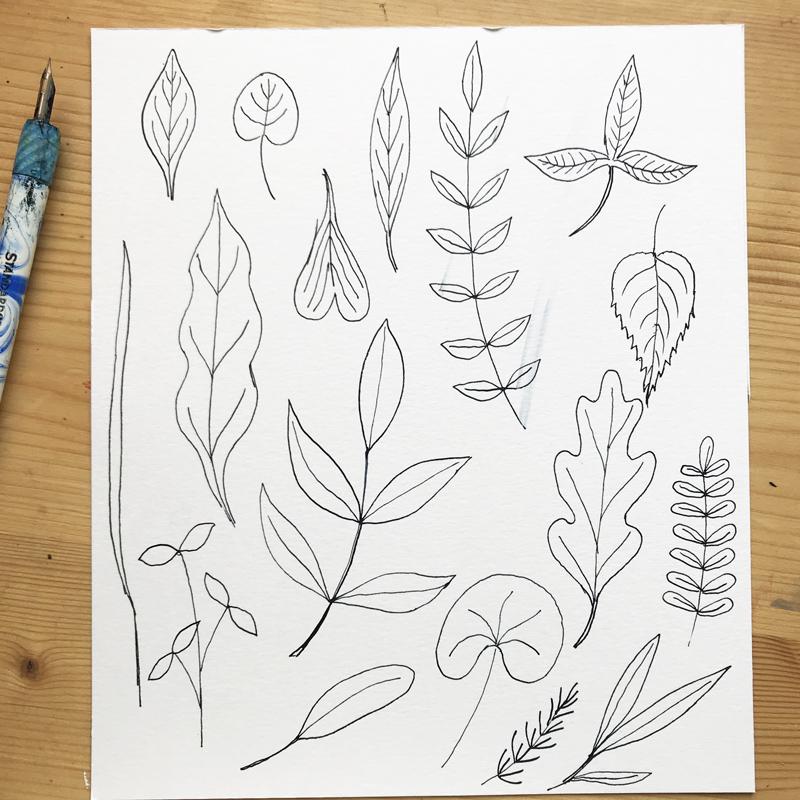 Leaves and flowers in ink & gouache - image 3 - student project