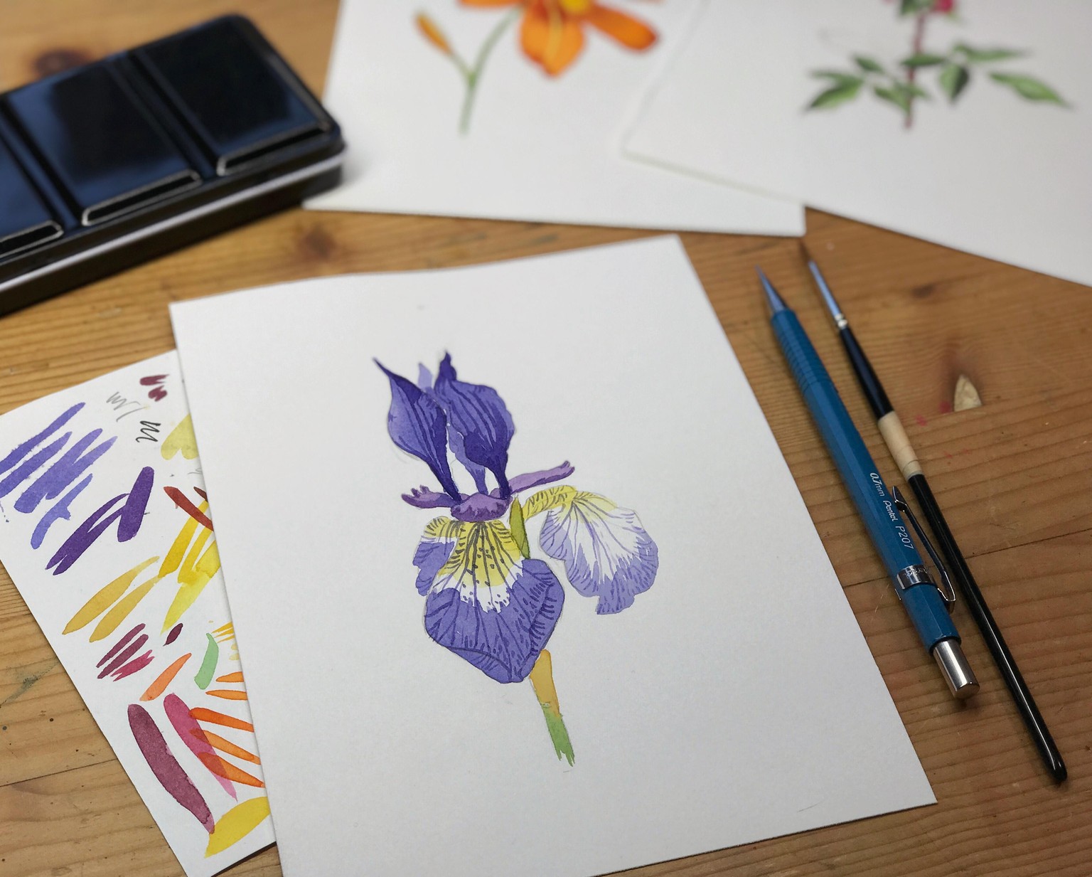 Loose but precise watercolor flowers - image 5 - student project