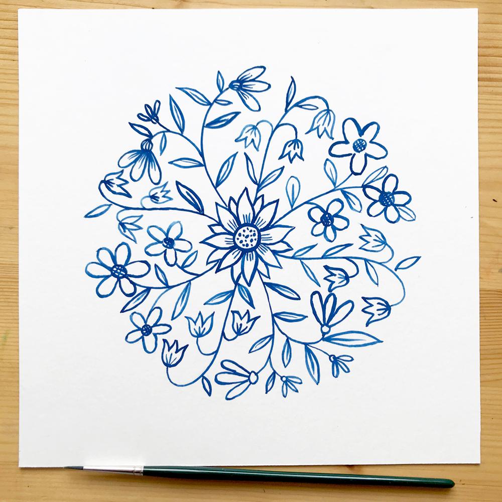 3 symmetrical folk art designs in gouache - image 3 - student project