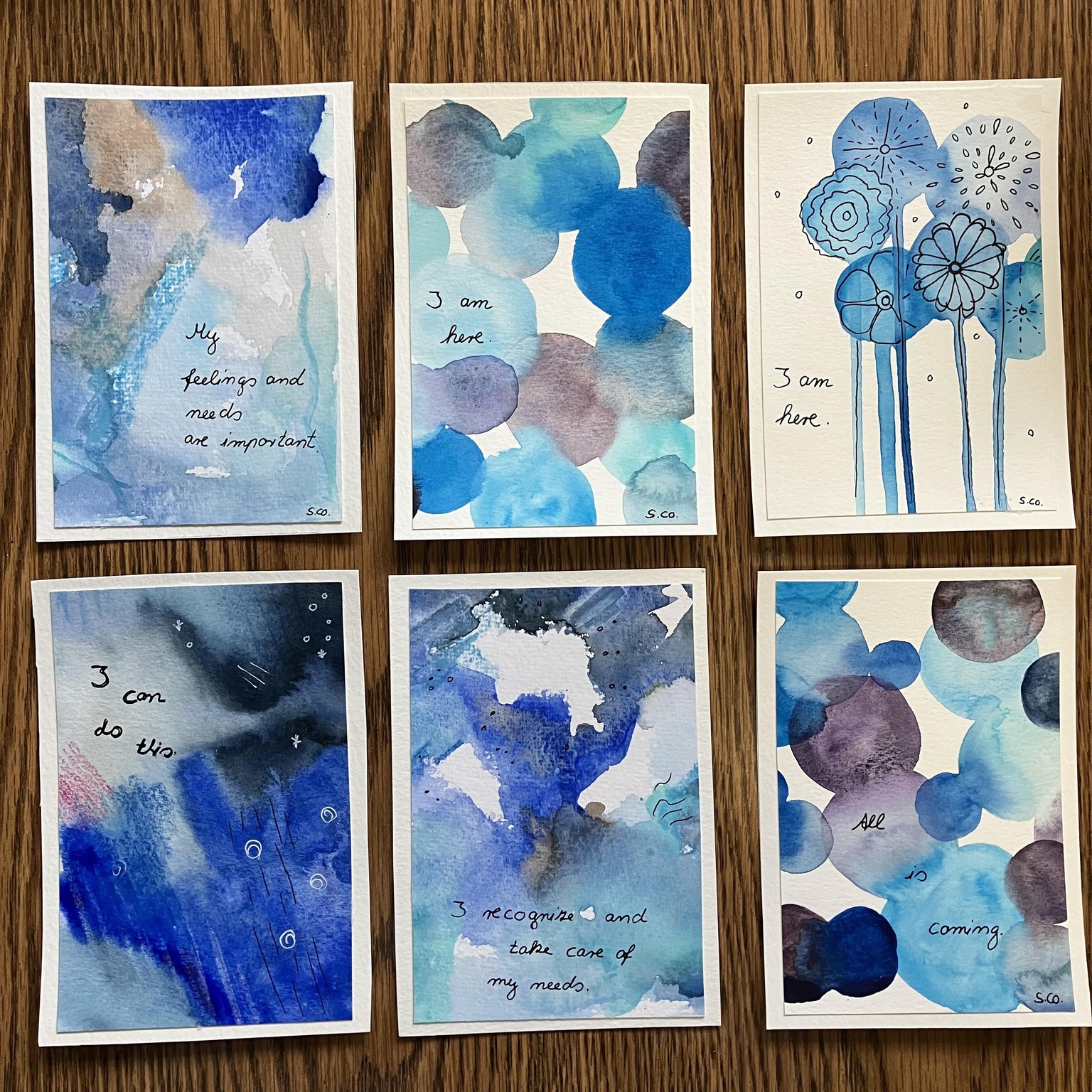 Affirmation cards with watercolor mixed media - image 1 - student project