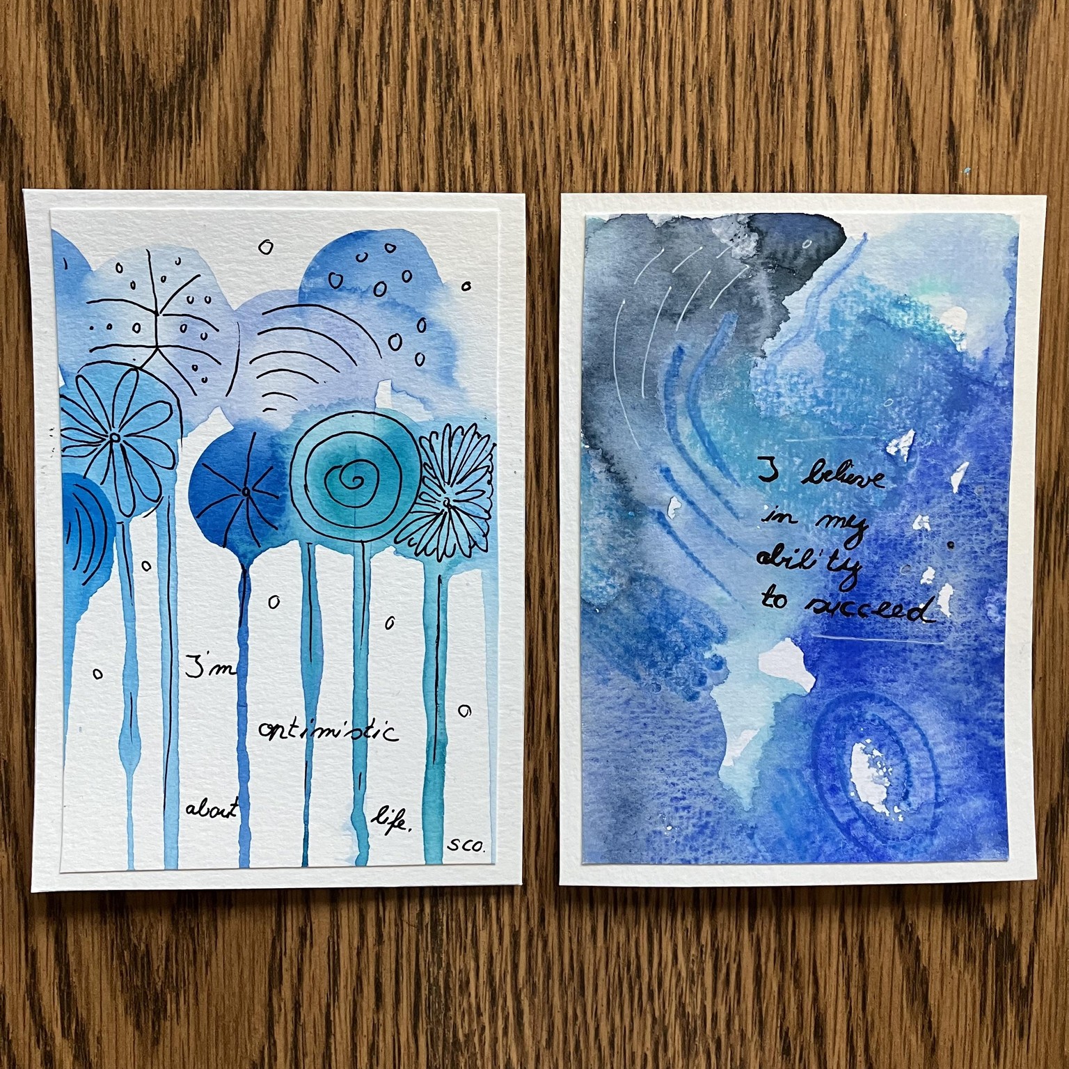 Affirmation cards with watercolor mixed media - image 3 - student project