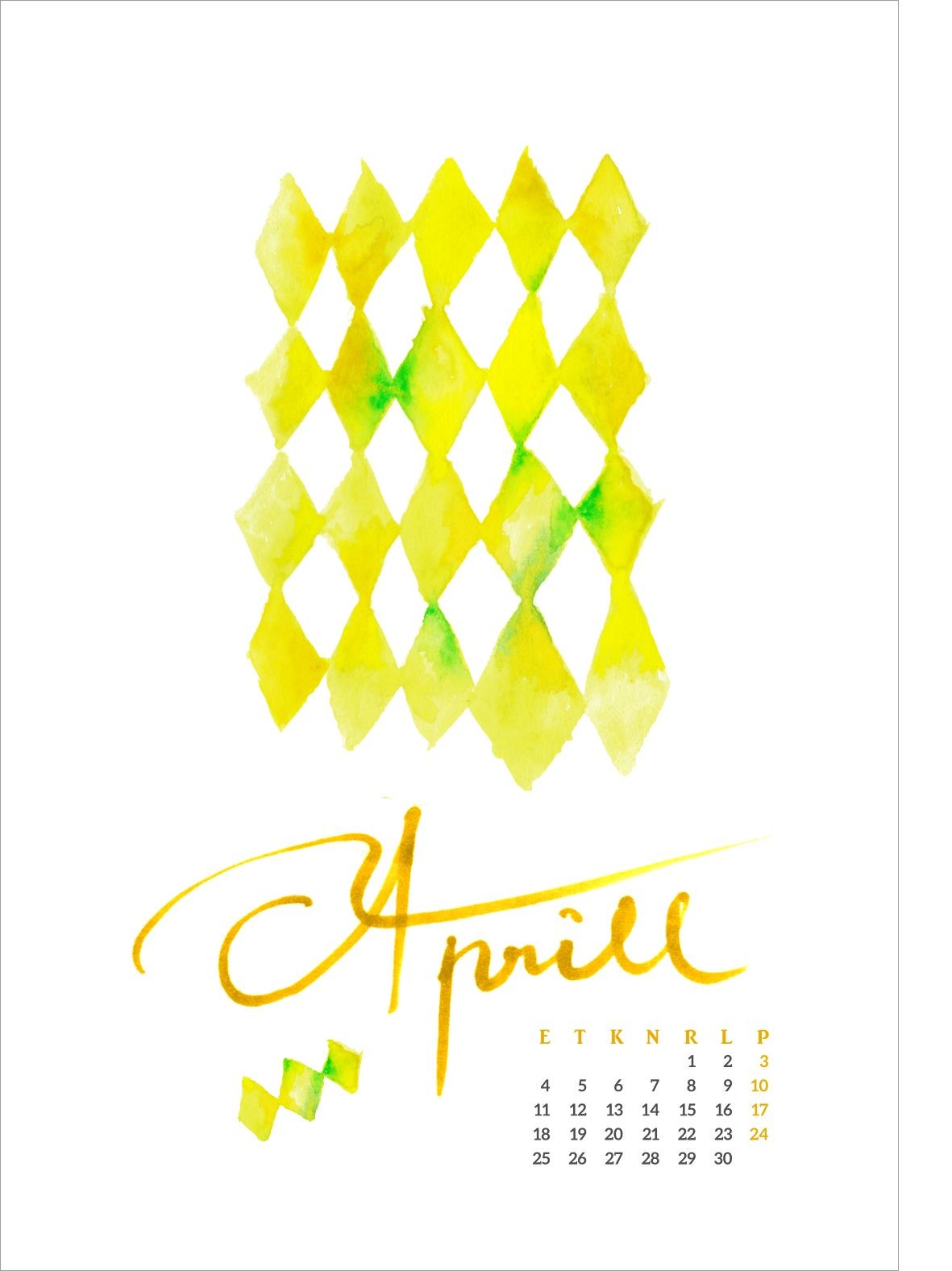 Watercolour calendar - image 4 - student project