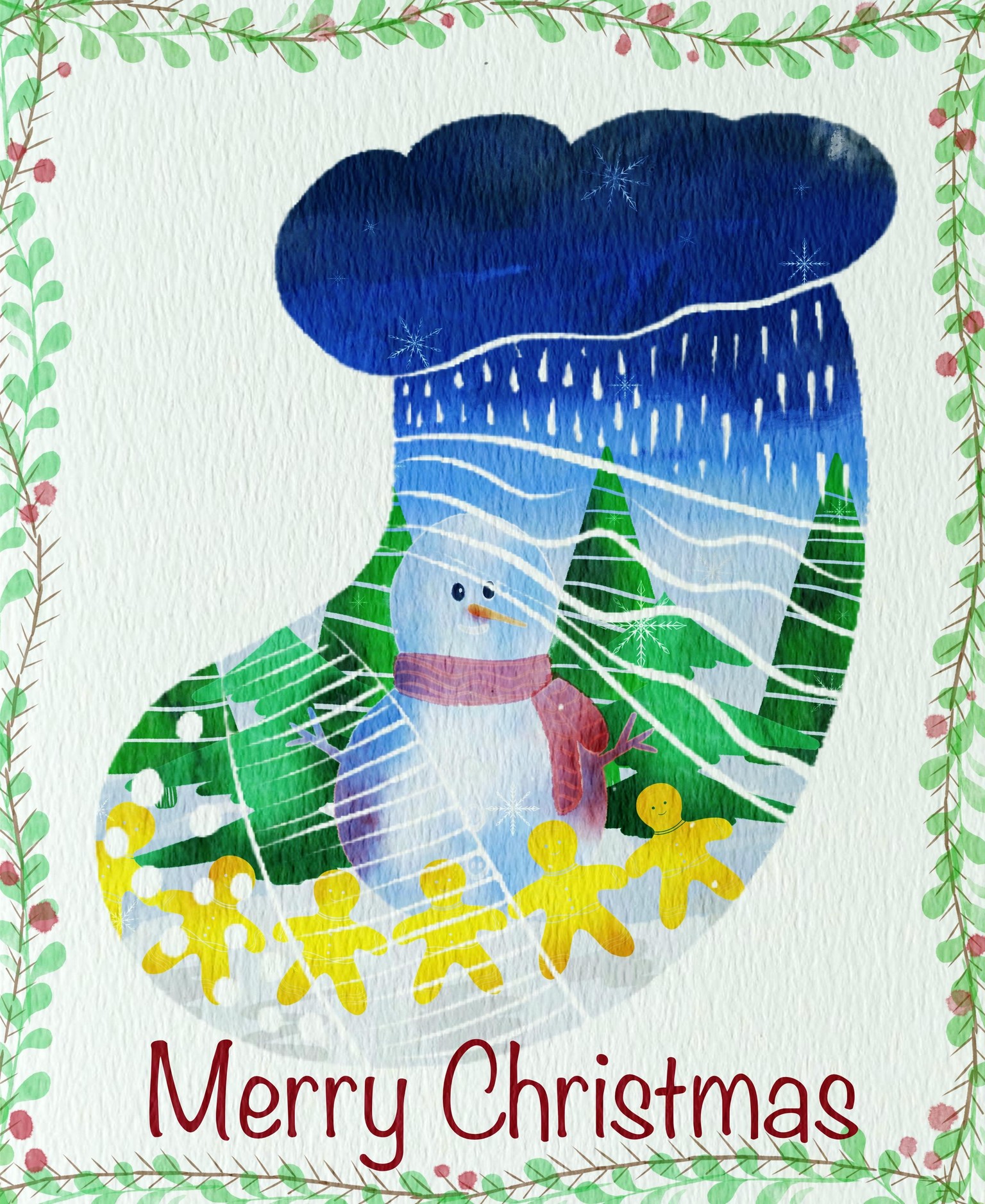 Watercolour Christmas Cards - image 1 - student project