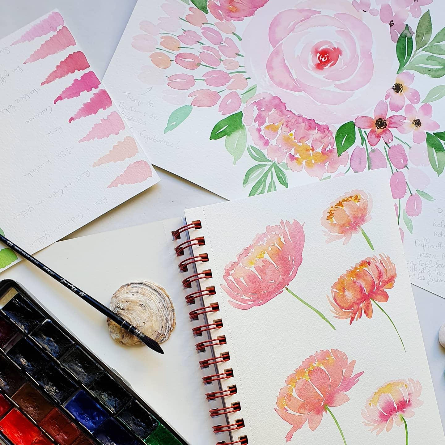 Watercolor blush pink bouquet - image 1 - student project