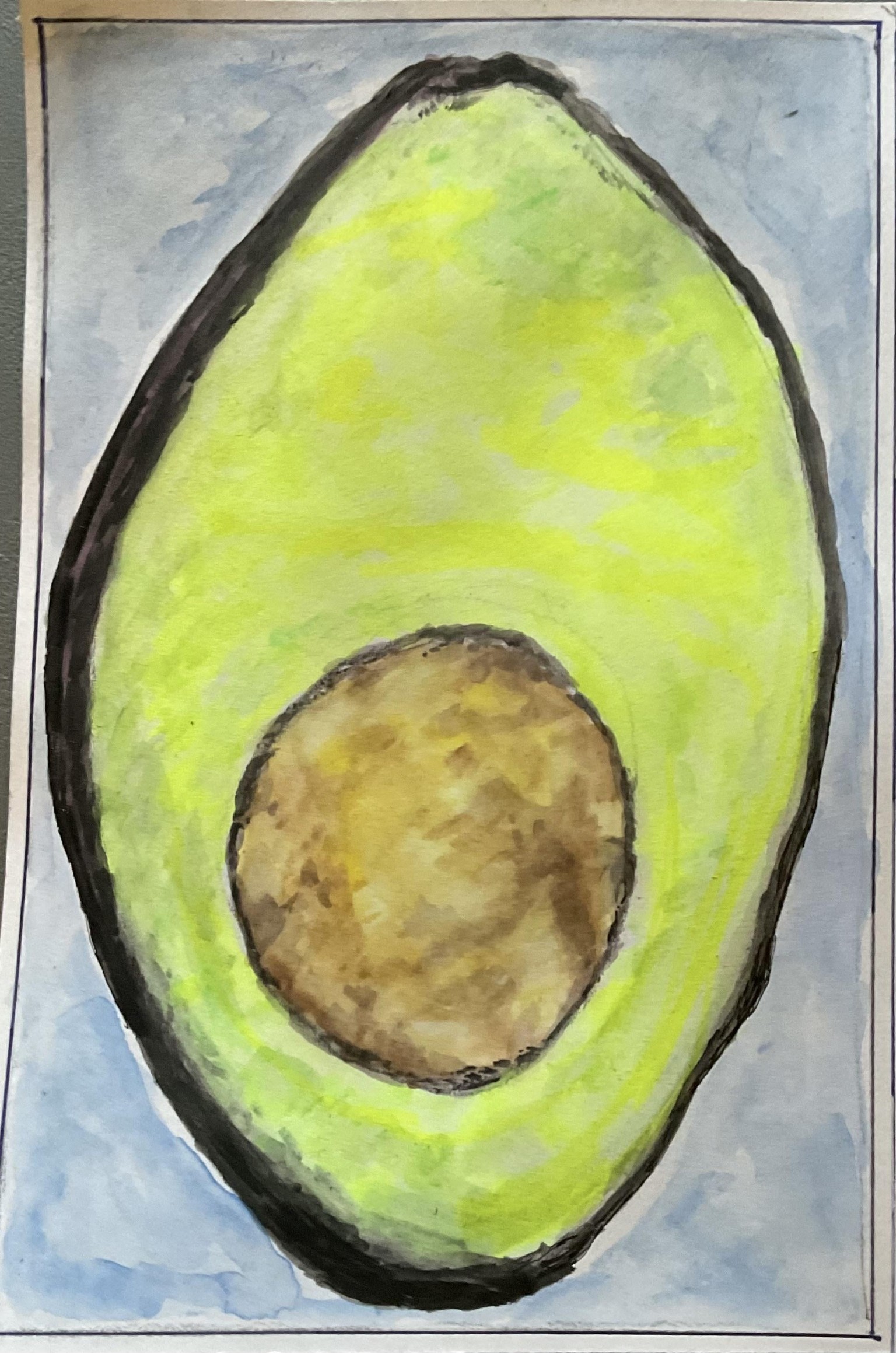 Realistic Watercolor Avocado - image 1 - student project