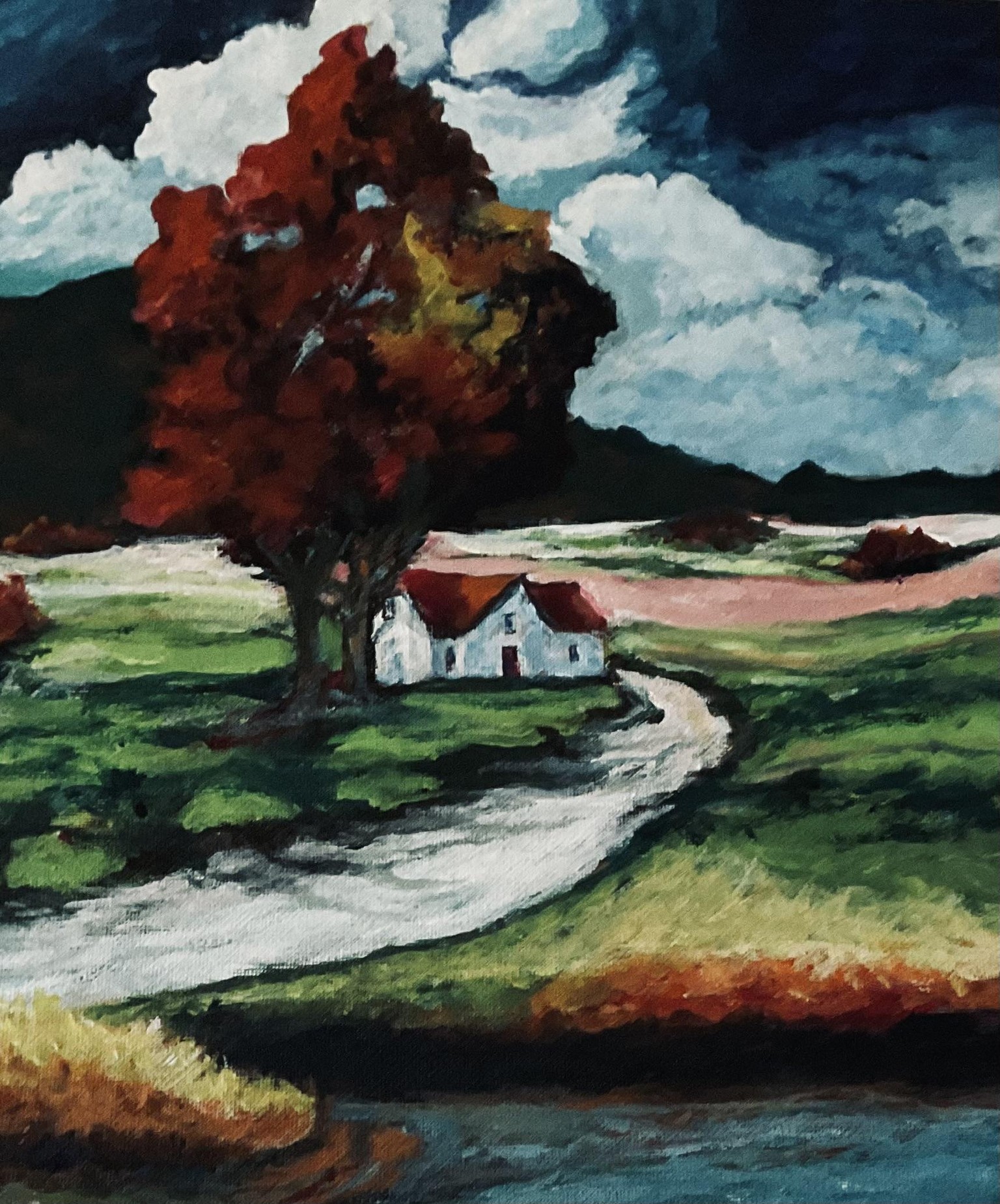 Impressionistic Acrylic Landscape - image 2 - student project