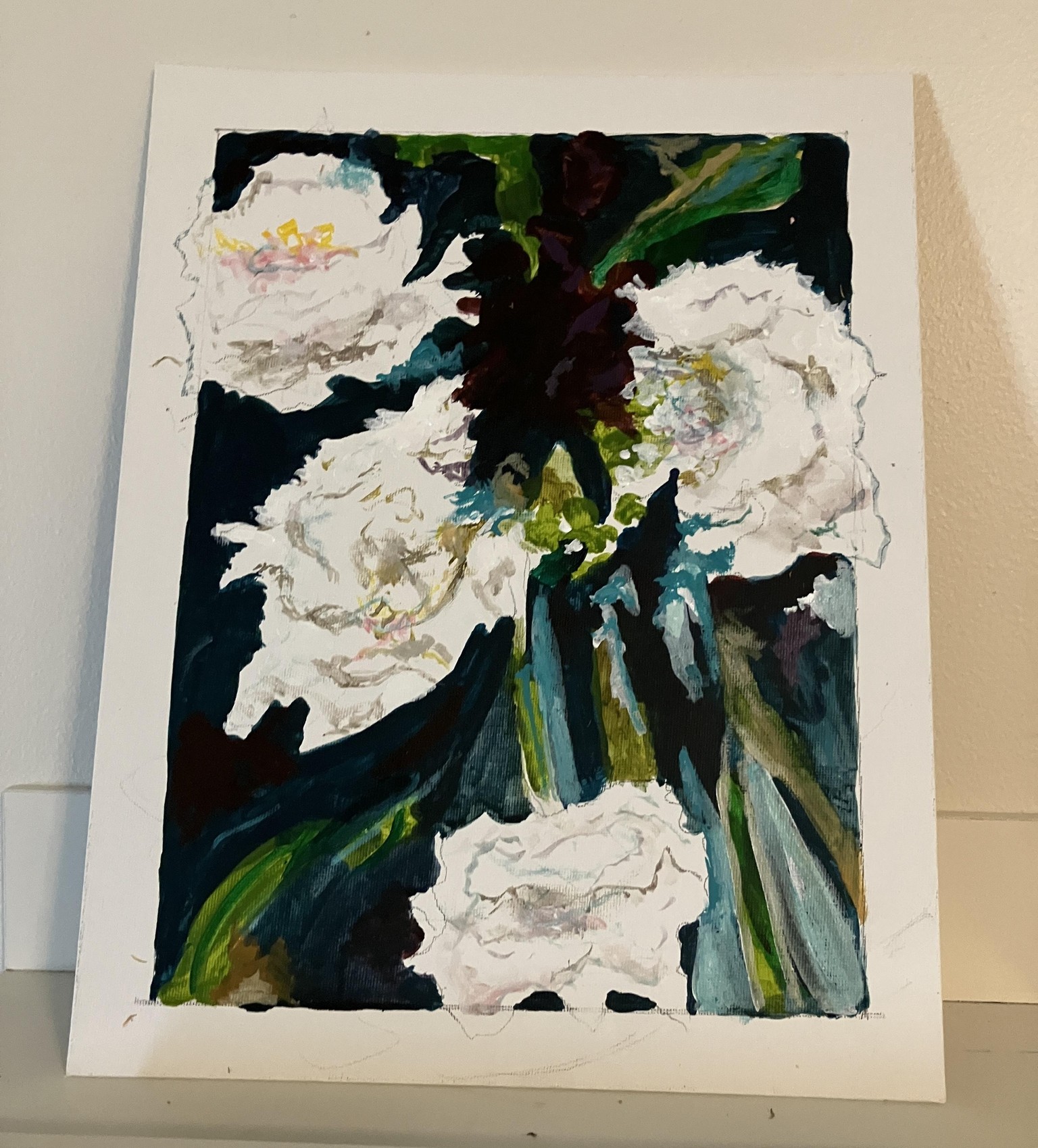 White Acrylic Abstract Peonies - image 2 - student project