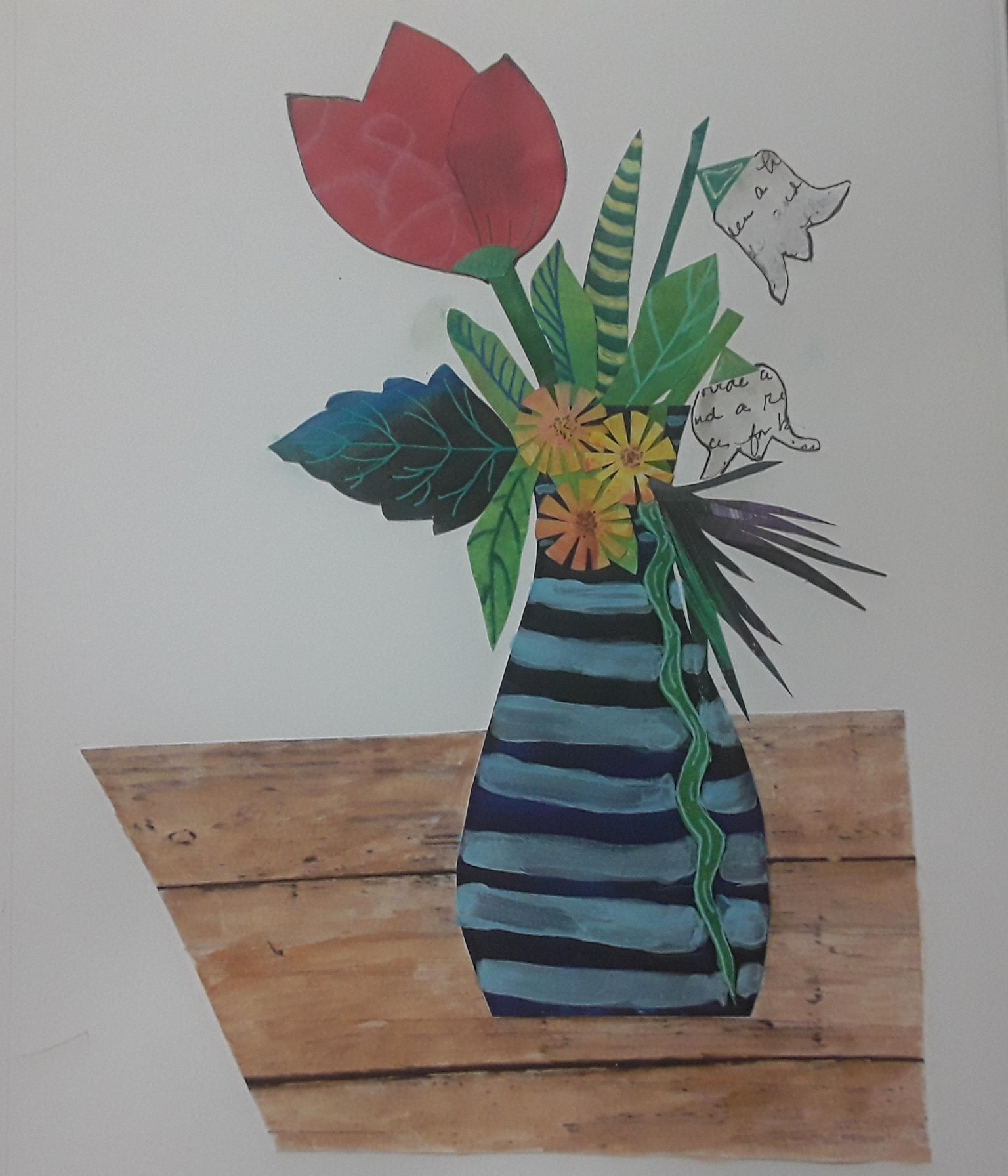 Collaged vase with flowers - image 1 - student project