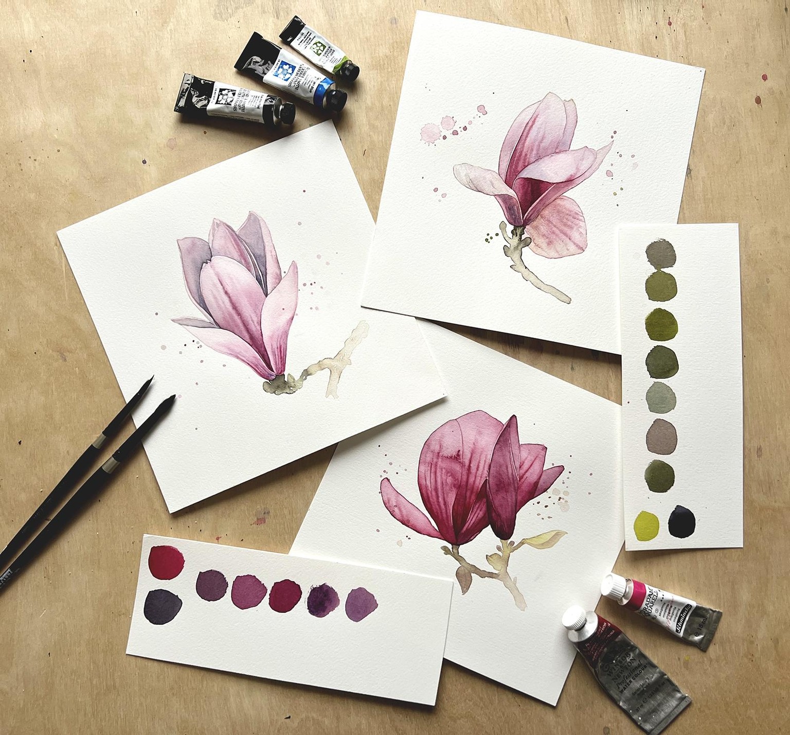 Watercolor Magnolia Paintings - image 1 - student project