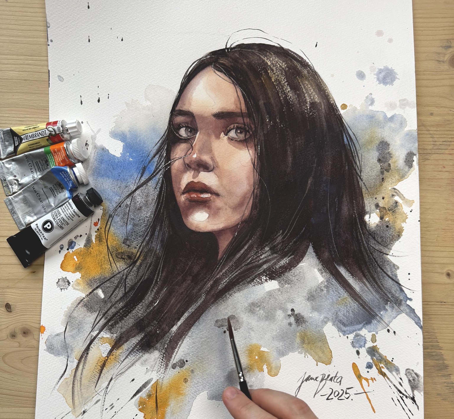 My project - 4 color watercolor portrait - image 1 - student project
