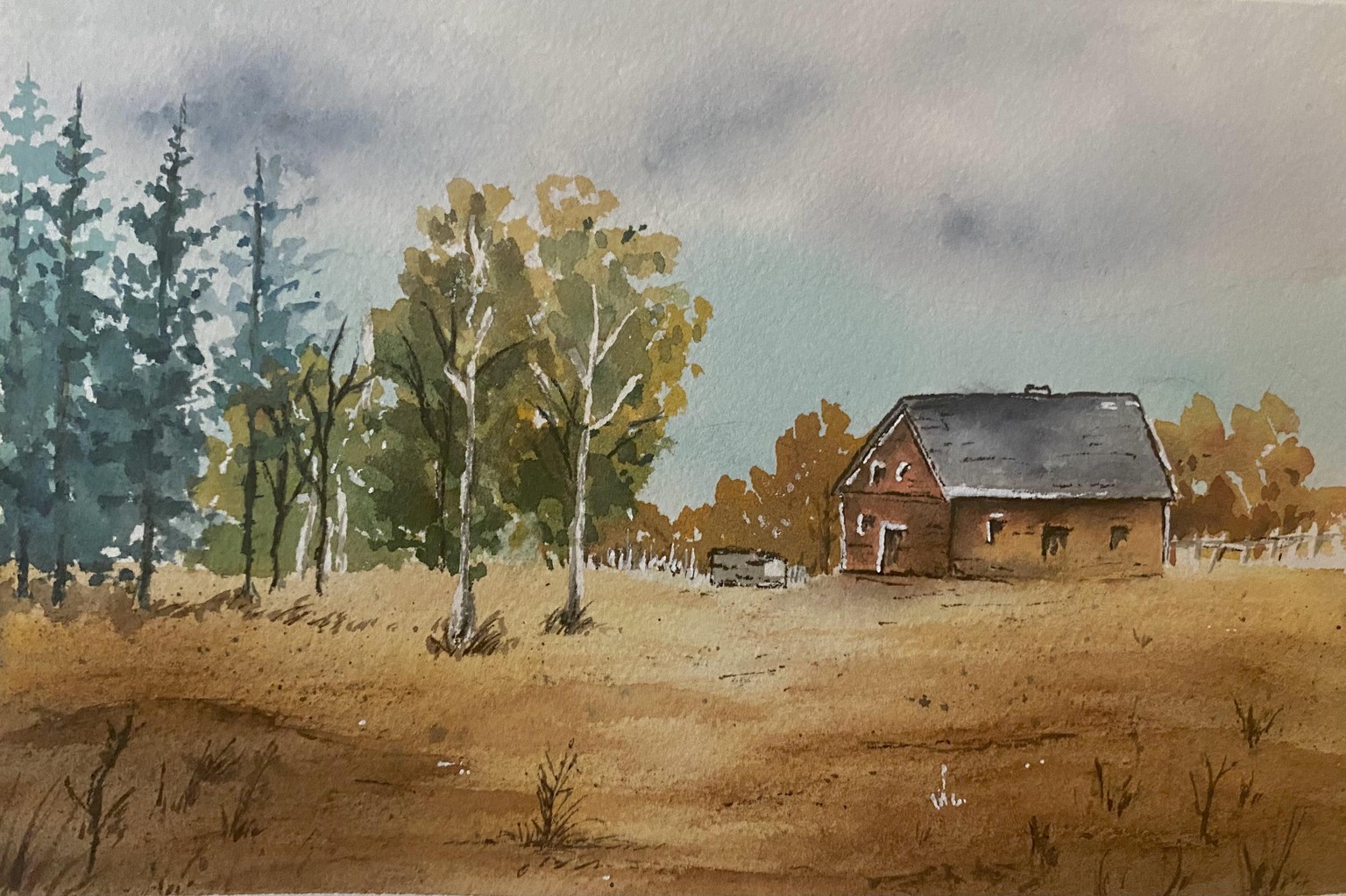 Landscape in watercolor - image 1 - student project