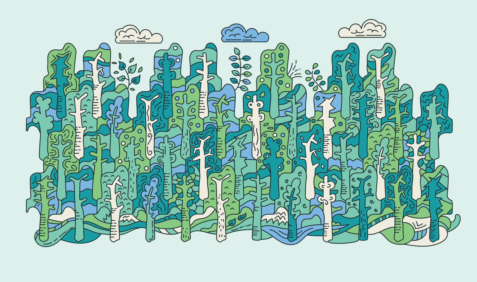 Forest illustration with tessellation - image 1 - student project