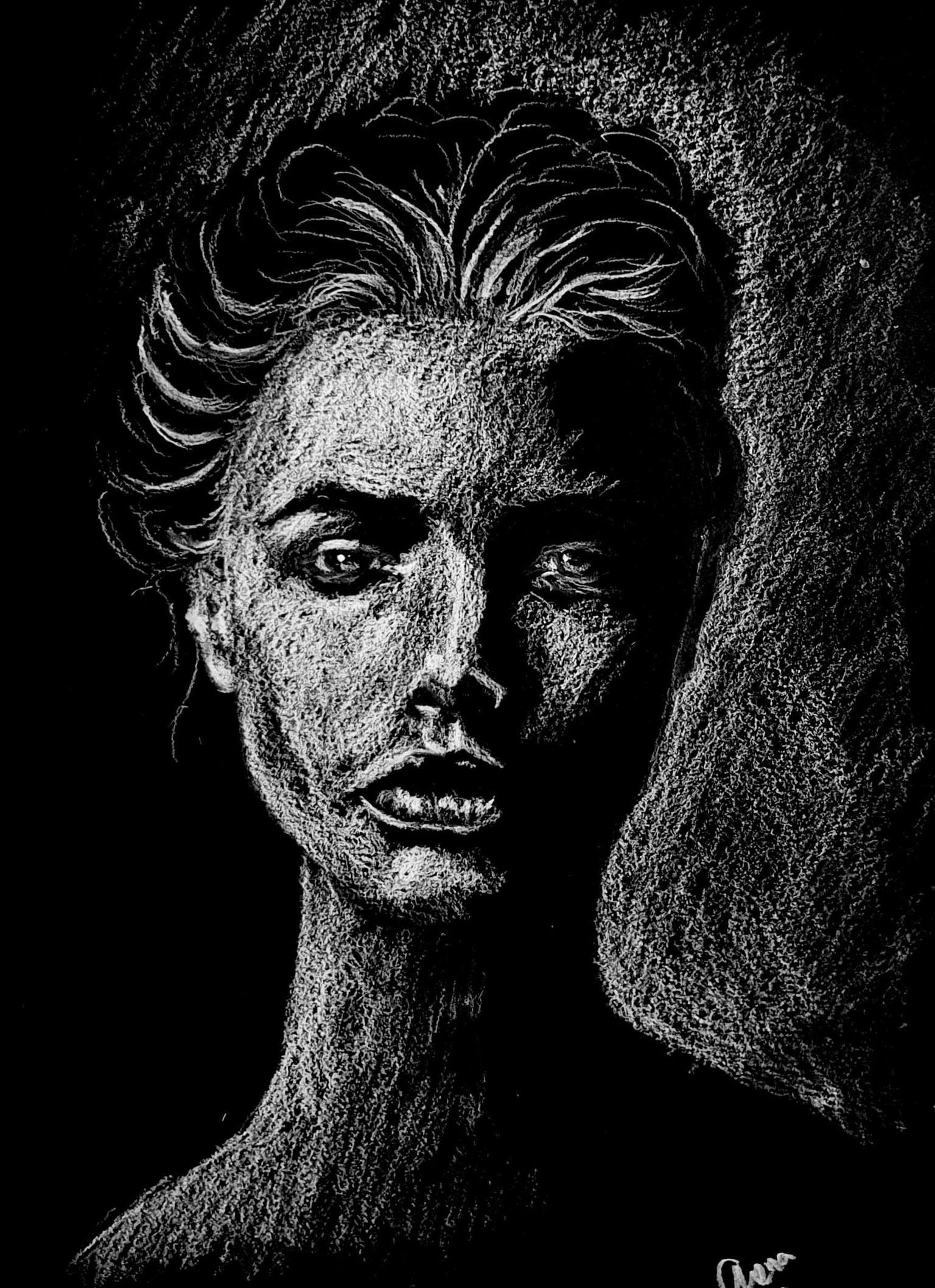 Striking White Charcoal Portraits - image 1 - student project