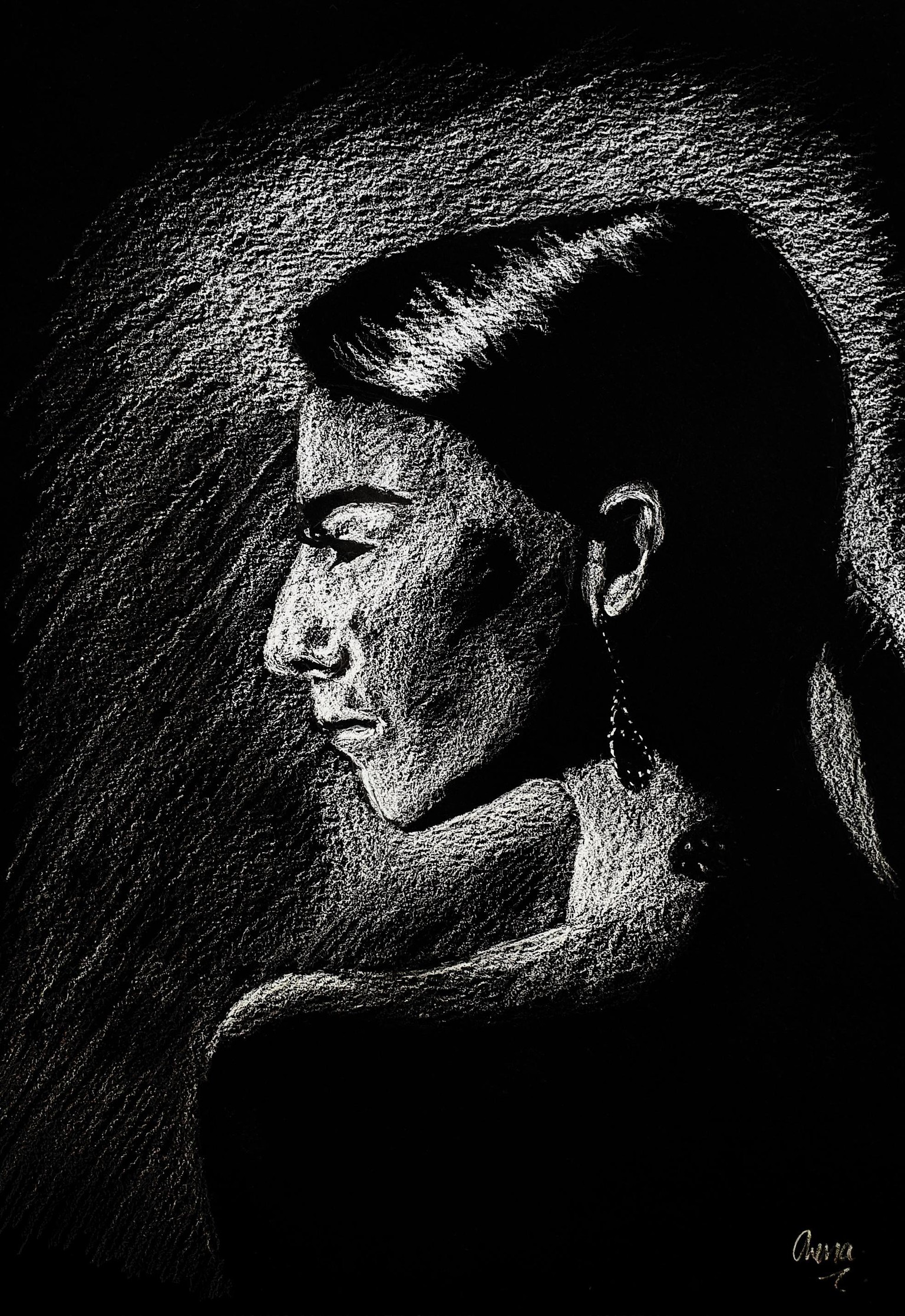 Striking White Charcoal Portraits - image 5 - student project