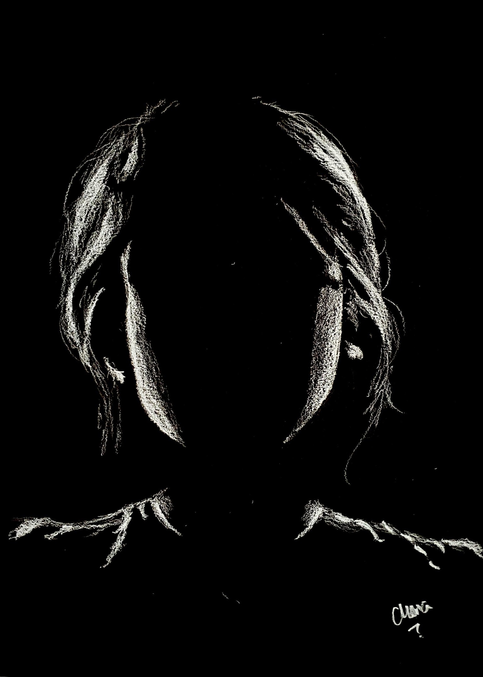 Striking White Charcoal Portraits - image 3 - student project