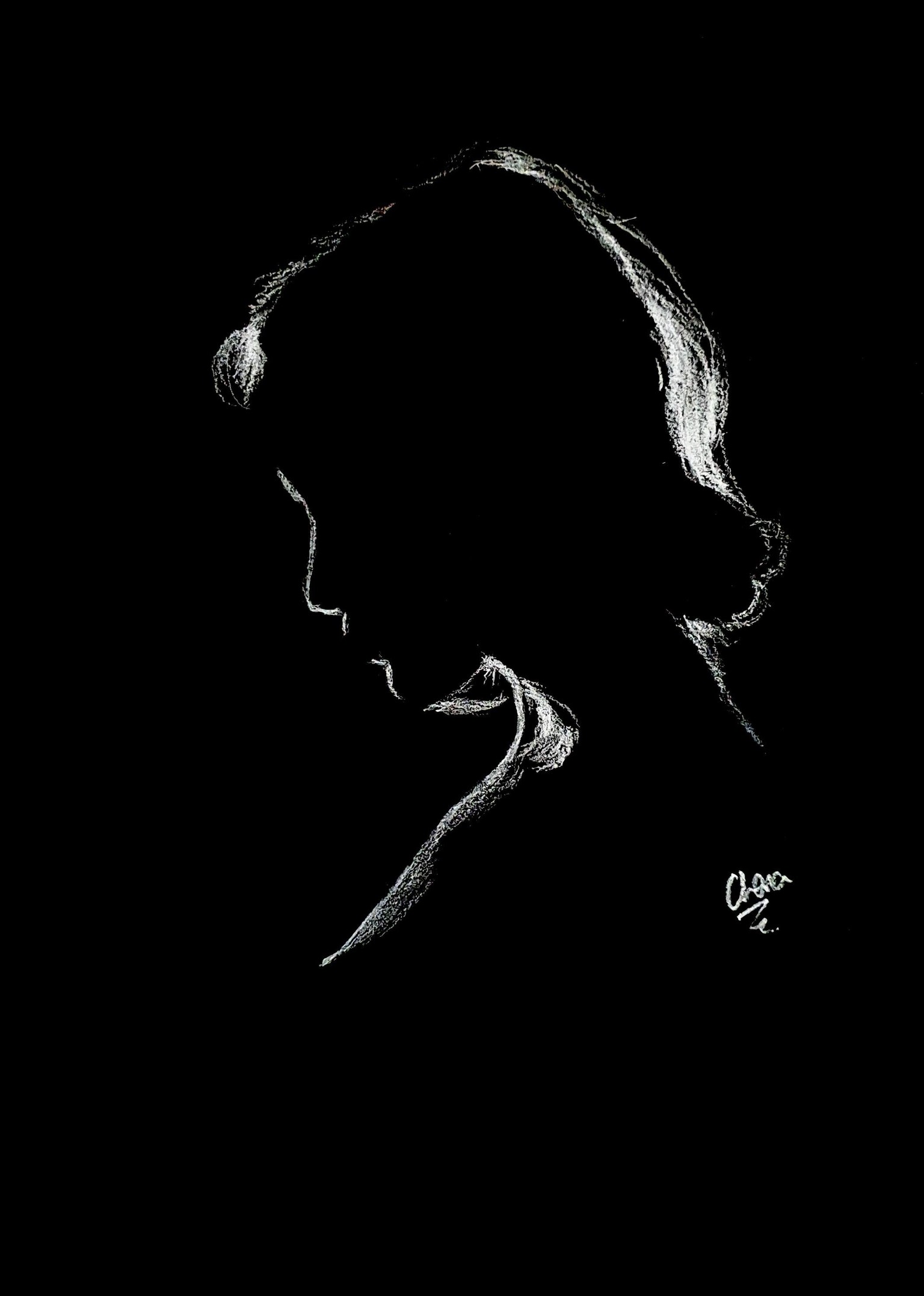 Striking White Charcoal Portraits - image 4 - student project