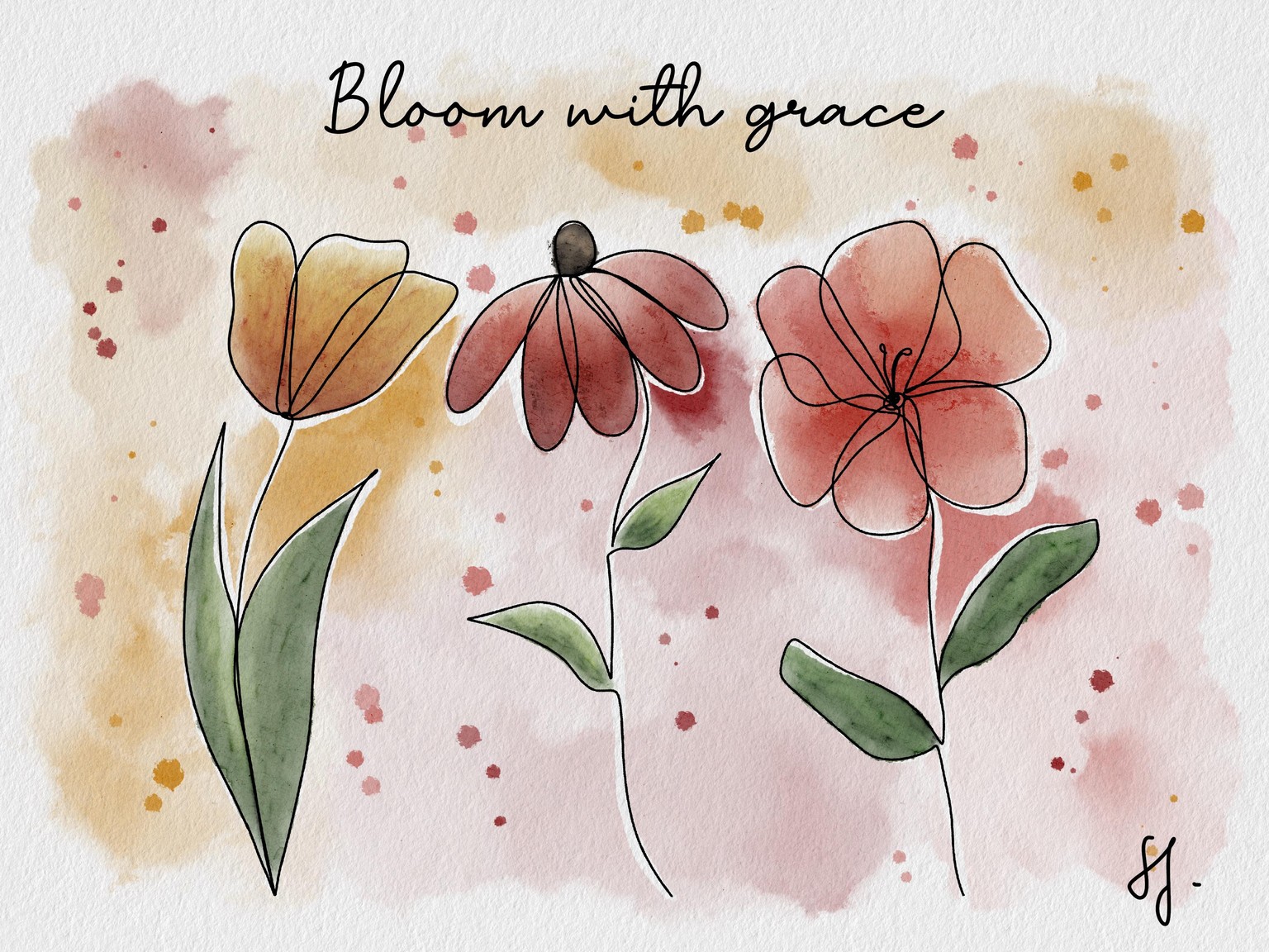 Continuous Line Art With Loose Watercolour - image 2 - student project