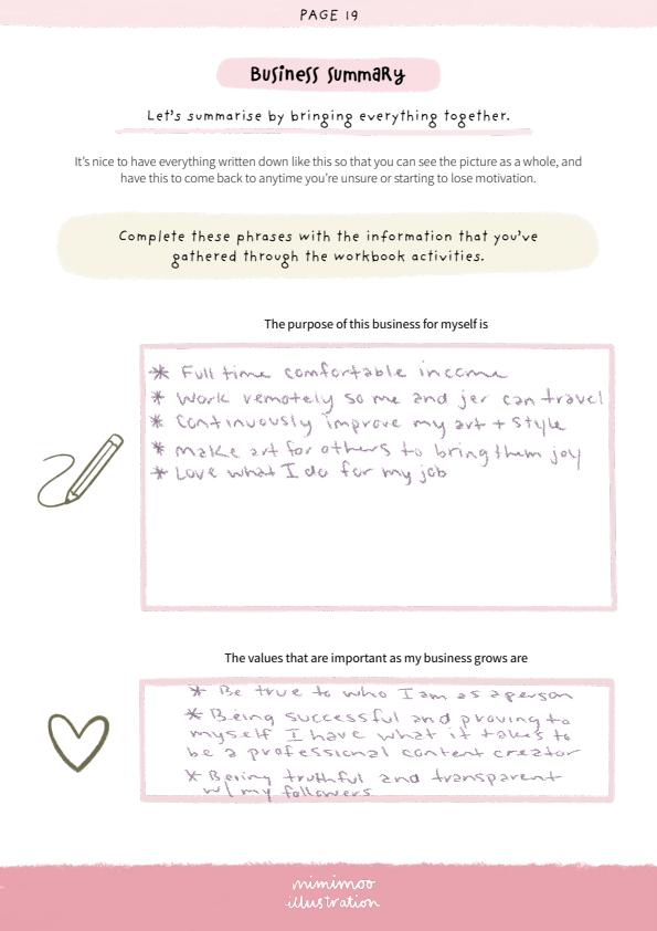 Mimi's Creative Business Plan Workbook Summary - image 1 - student project