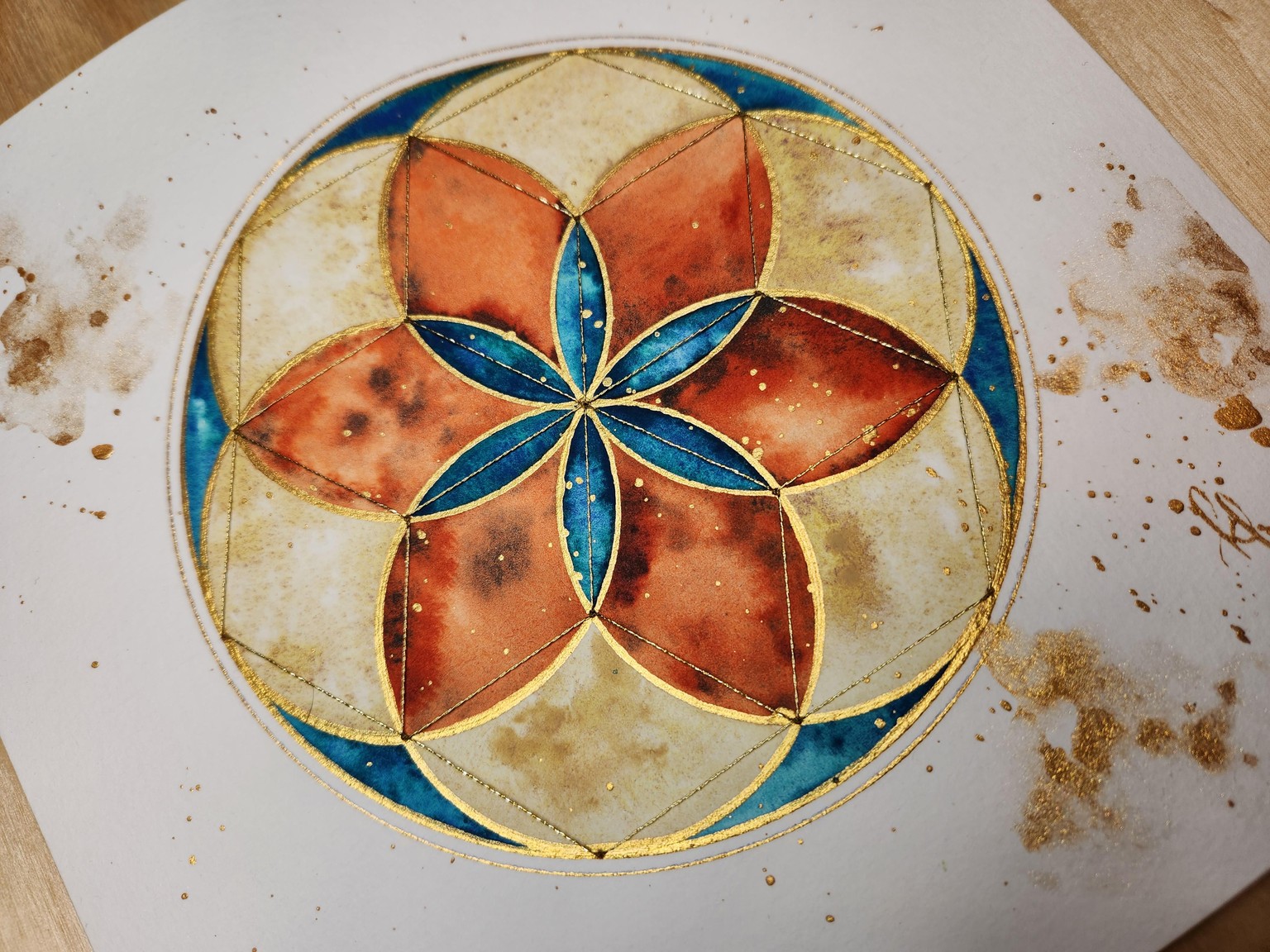 Stitched geometric watercolor - image 1 - student project