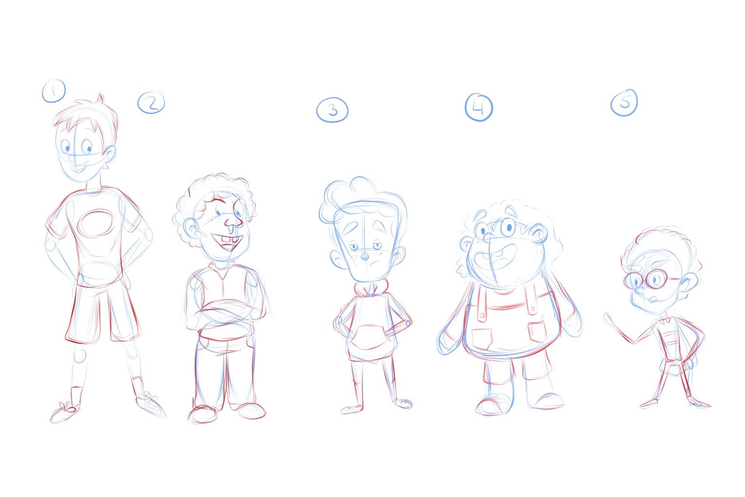 5 Boys - Character Design - image 1 - student project
