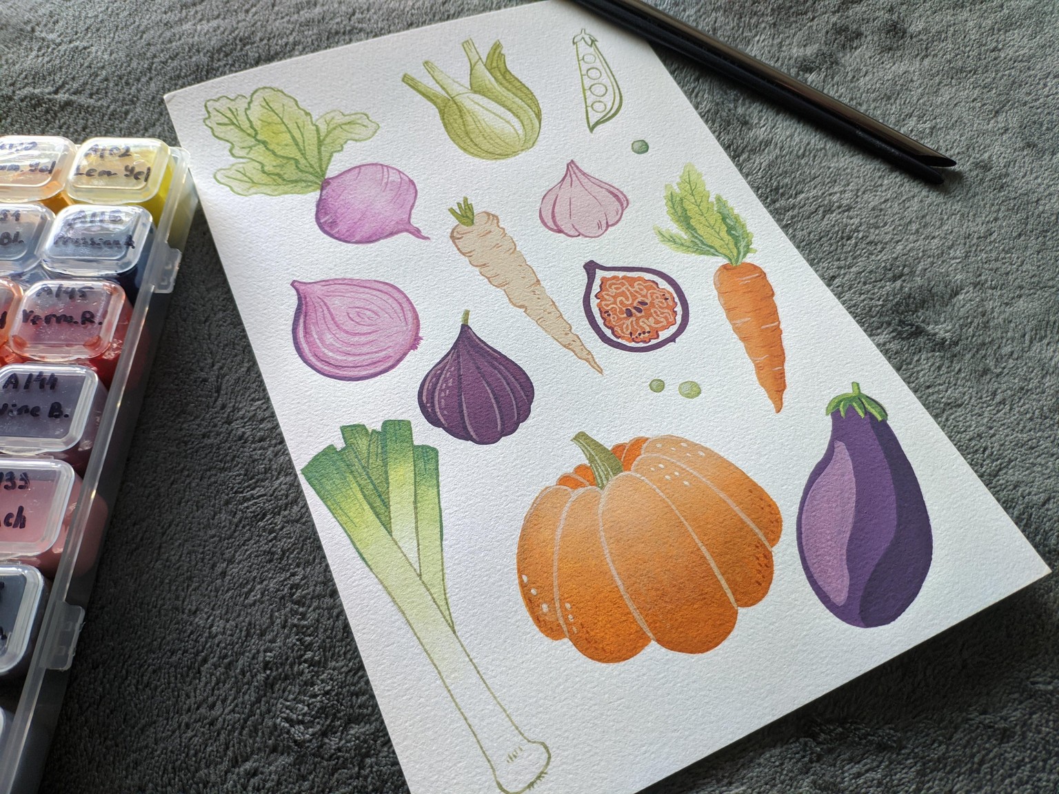 My gouache veggies - image 2 - student project