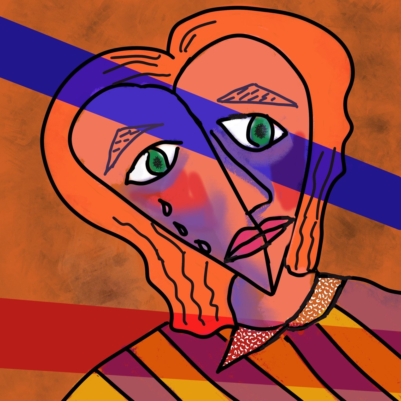Picasso inspired Weeping Woman in Procreate, still life watercolor and acrylic - image 3 - student project