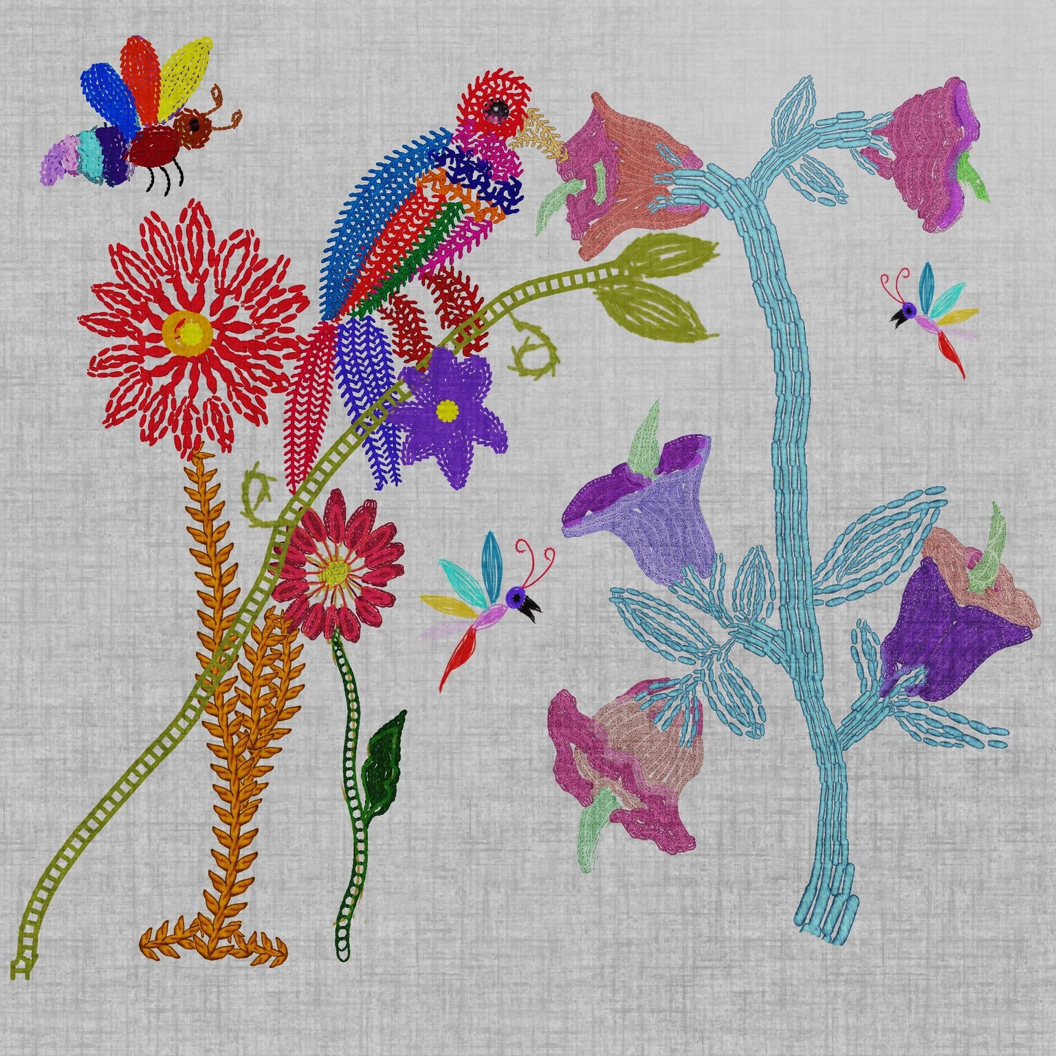 Otomi w/Procreate stitch brushes, 1 w/ink fine liner - image 3 - student project
