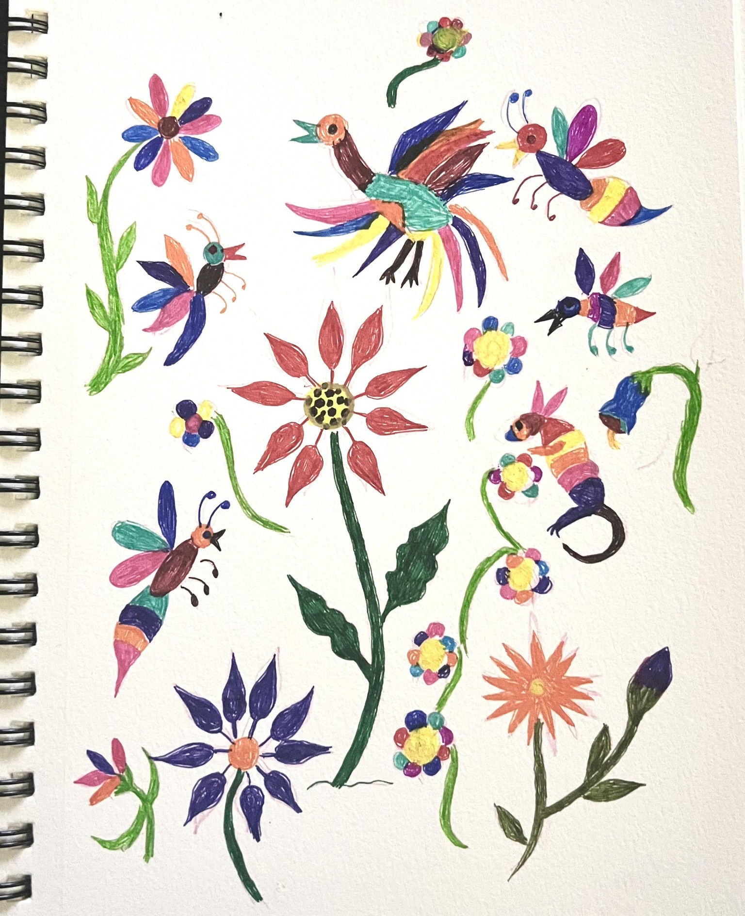 Otomi w/Procreate stitch brushes, 1 w/ink fine liner - image 1 - student project