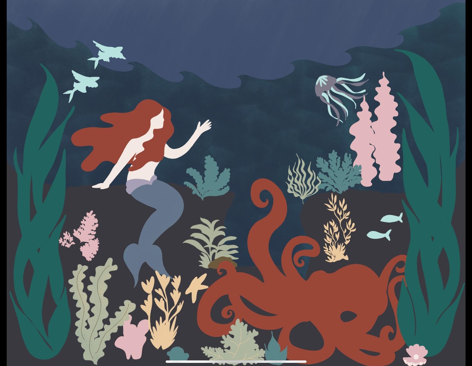 Composition: Mermaid and octopus in the night sea - image 4 - student project