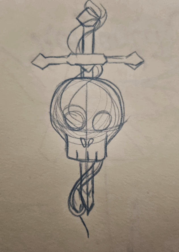 Very original skull, snake and dagger - image 1 - student project