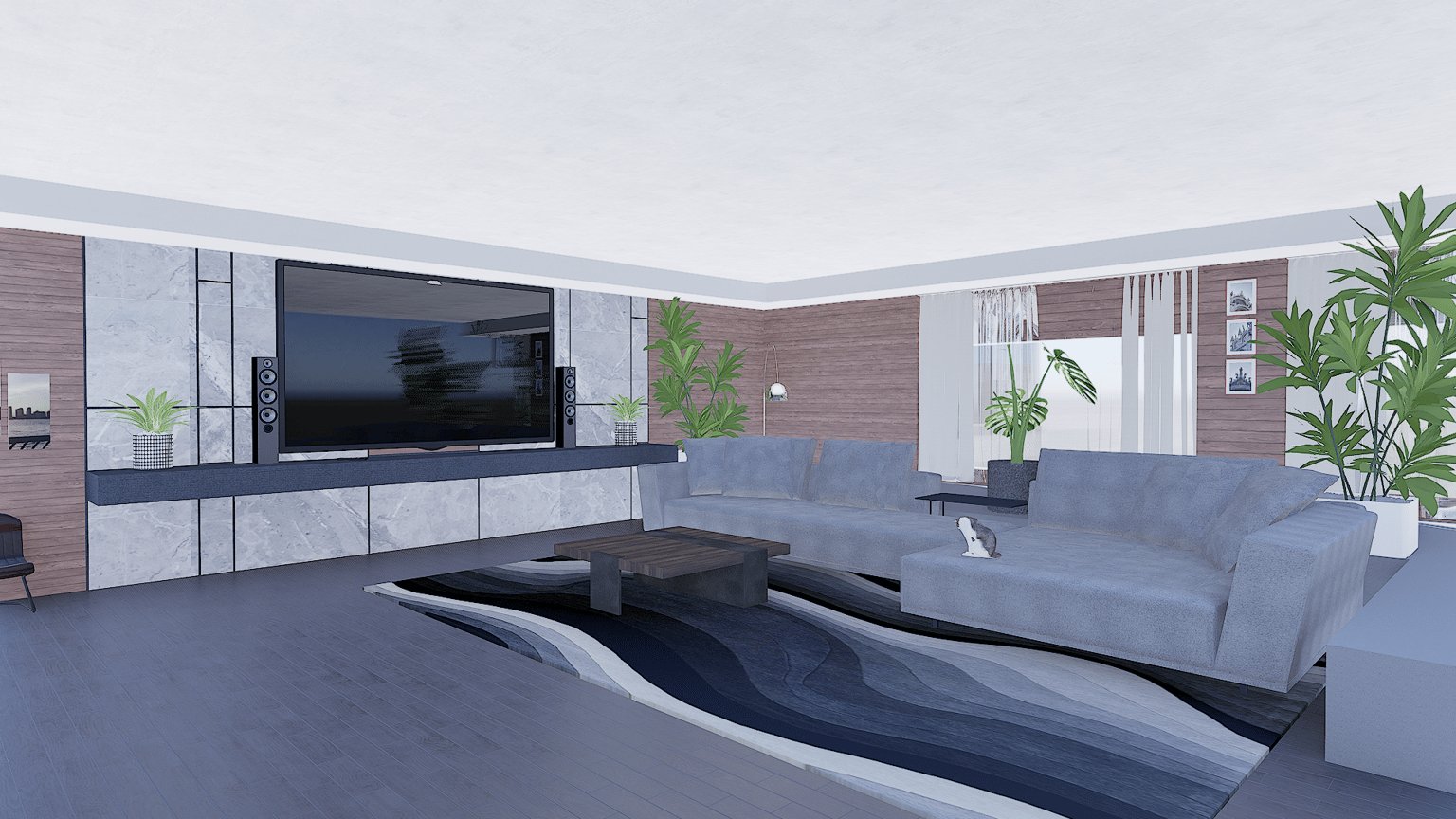 SketchUp Living Room - image 1 - student project