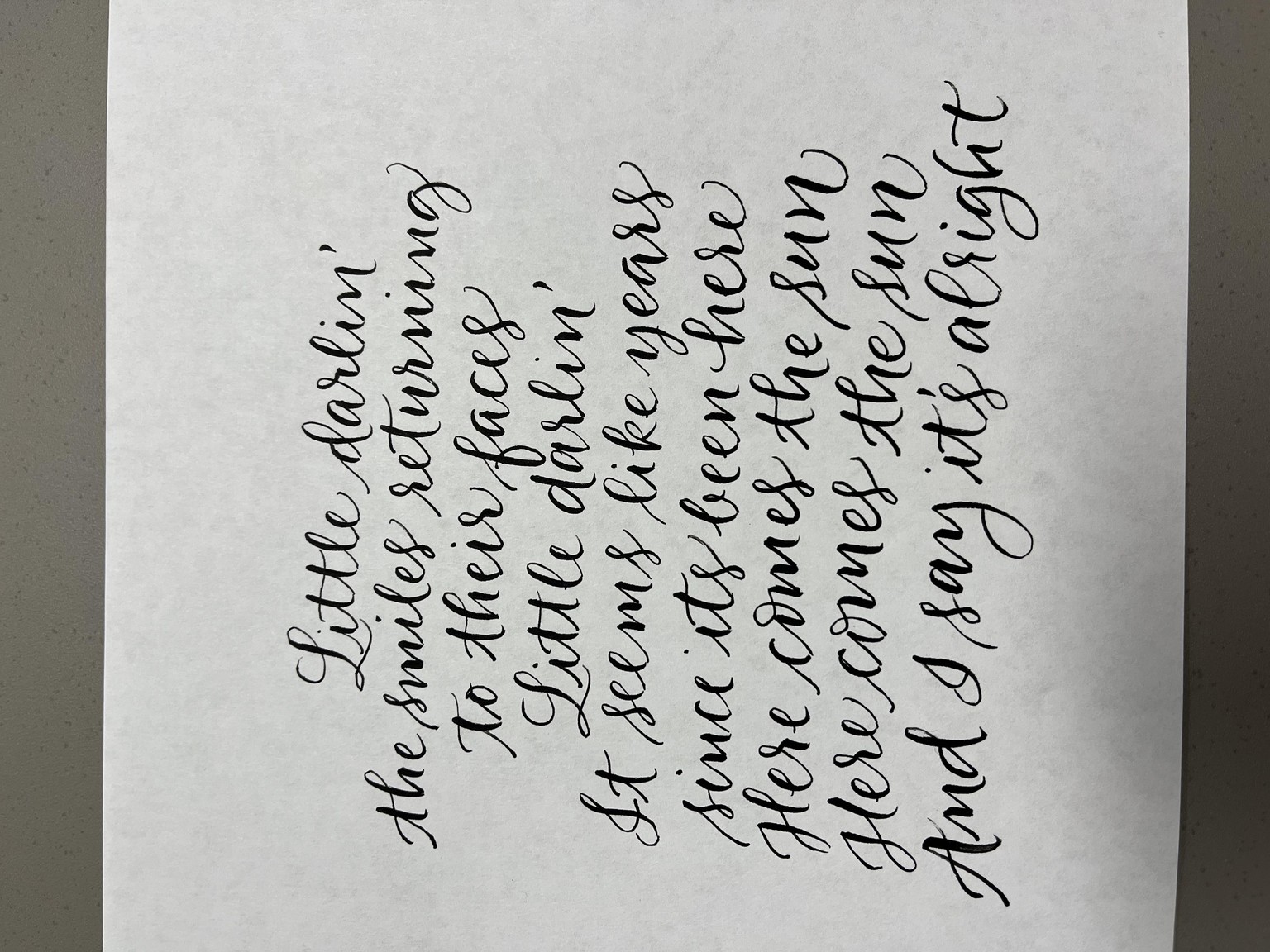 Brush lettering with a lil bounce -Beatles lyrics - image 1 - student project