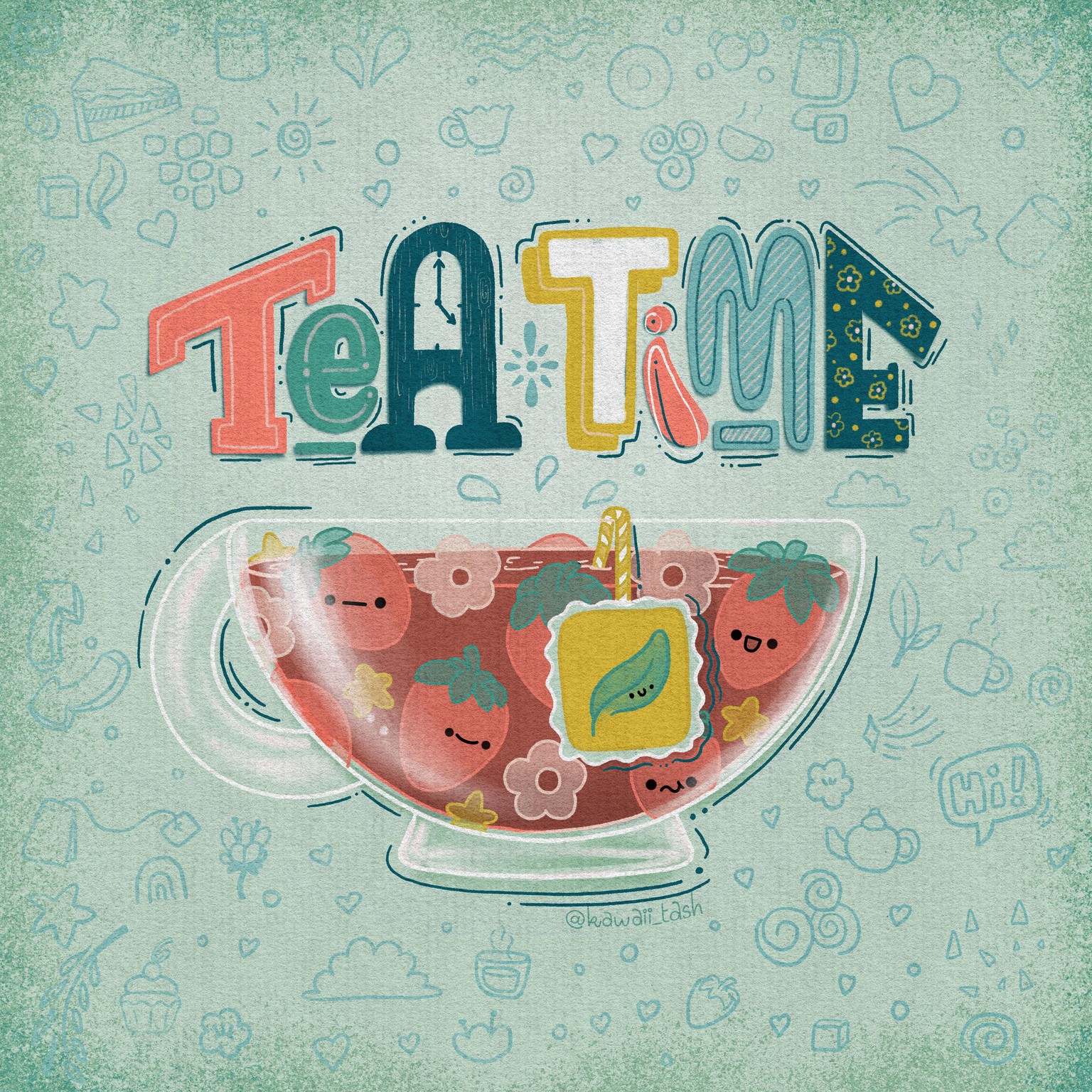 Tea Time Lettering - image 1 - student project
