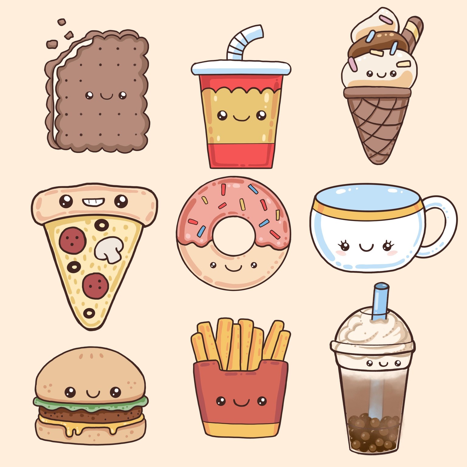 Kawaii food pattern - image 1 - student project