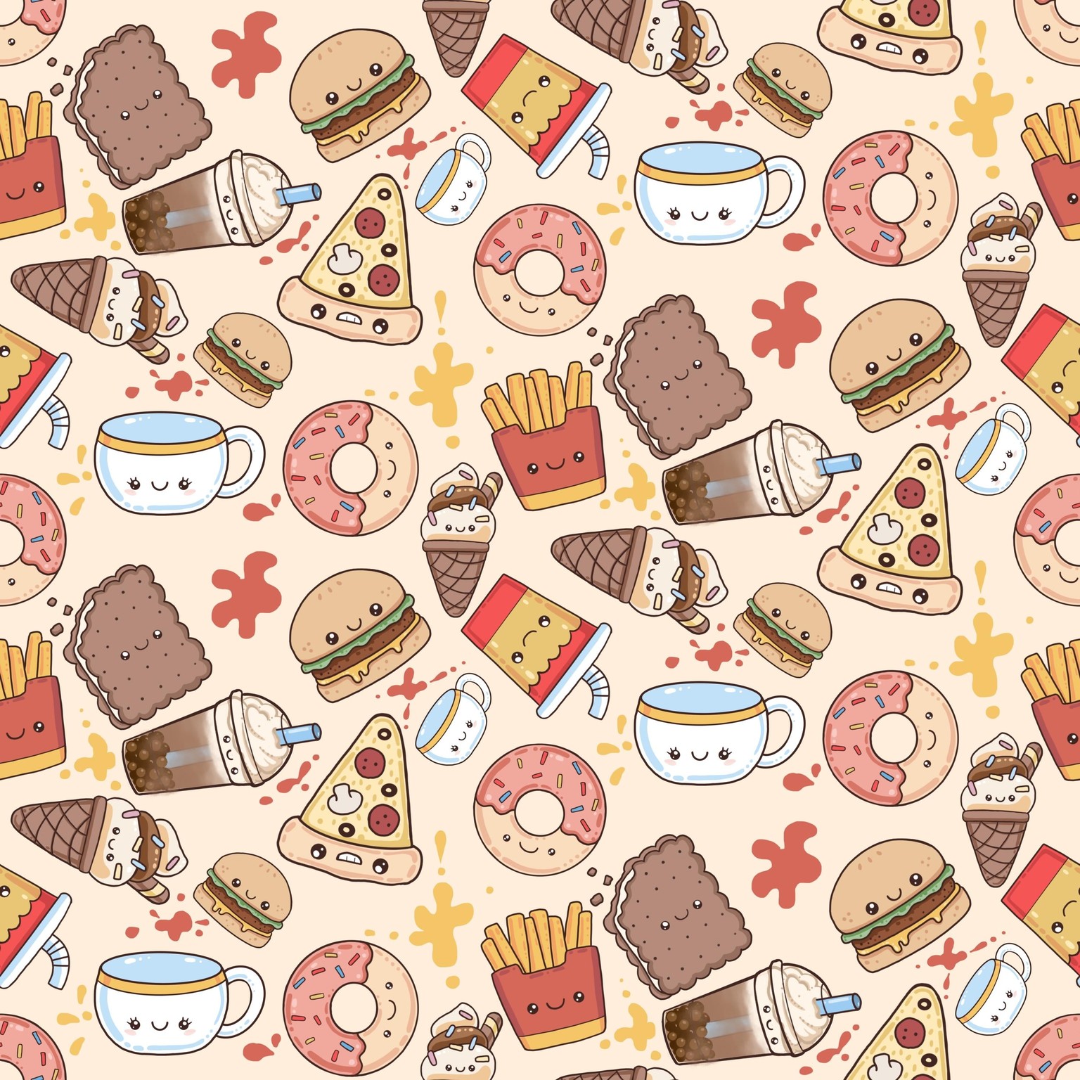 Kawaii food pattern - image 2 - student project