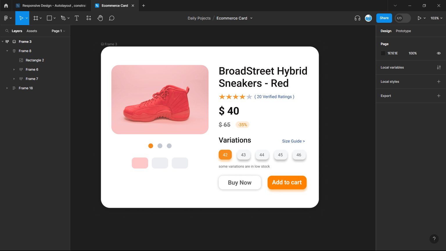Ecommerce Card with Auto layout - image 1 - student project