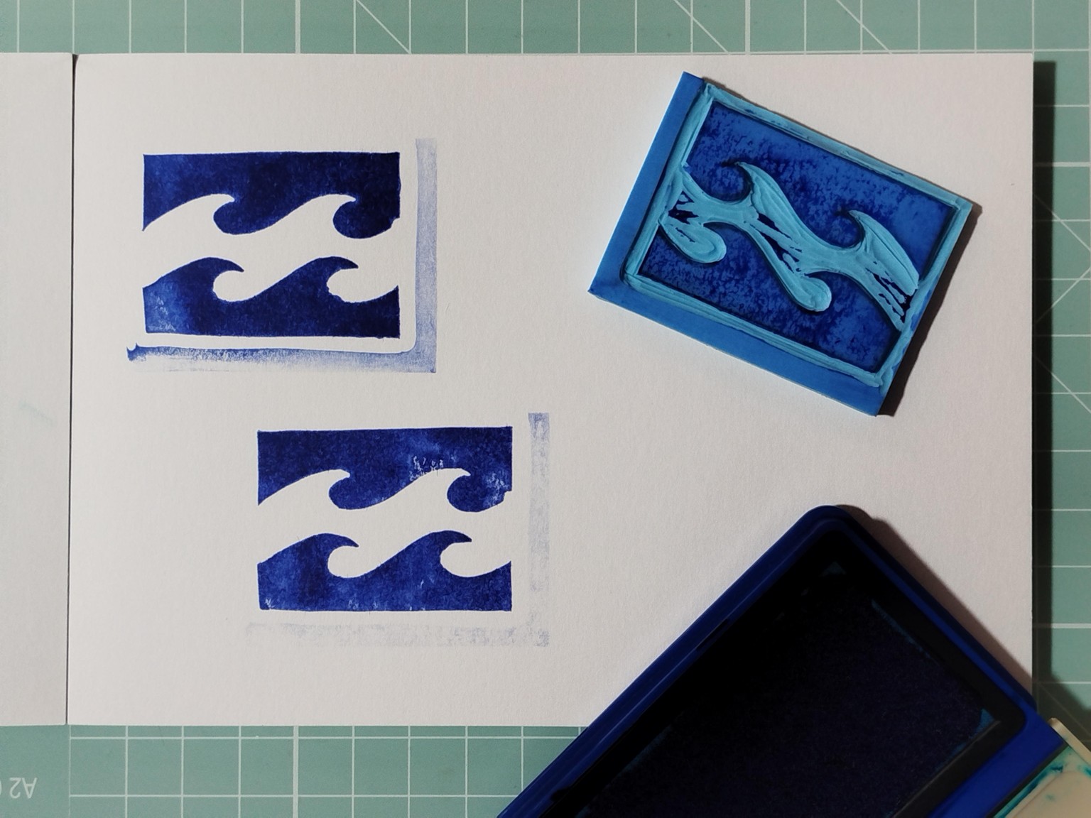 Wave Linocut - image 2 - student project