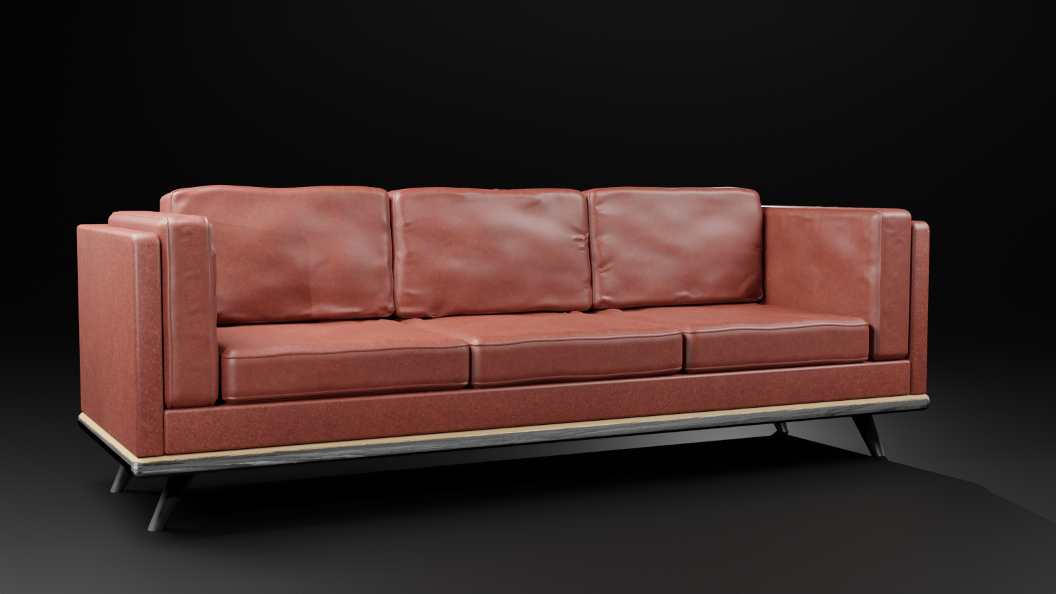 Red Leather Sofa - image 2 - student project