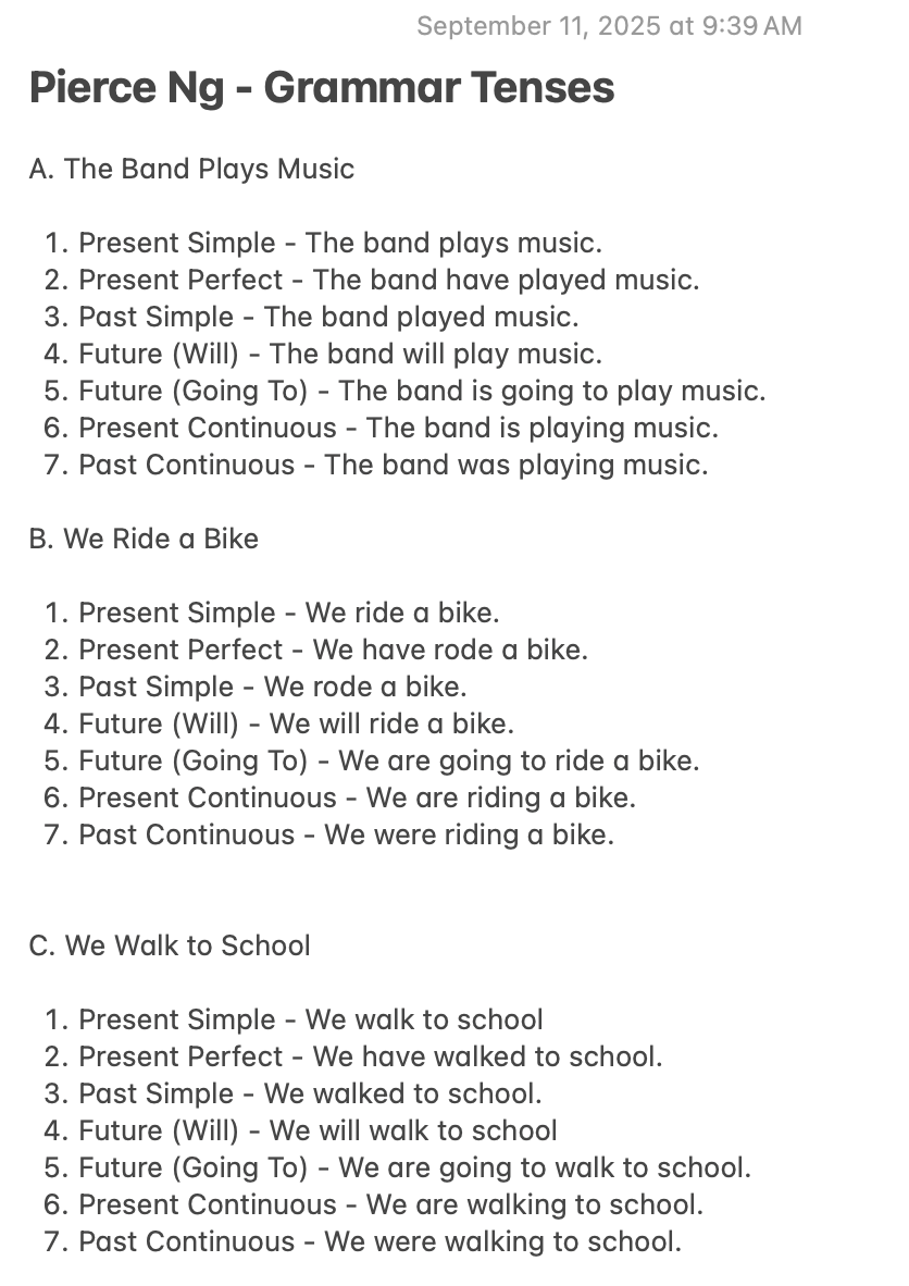 Grammar Tenses - image 1 - student project