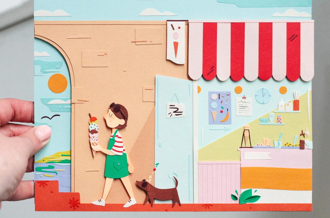 Here's a closer look at the paper illustration I made in my class! - image 1 - student project