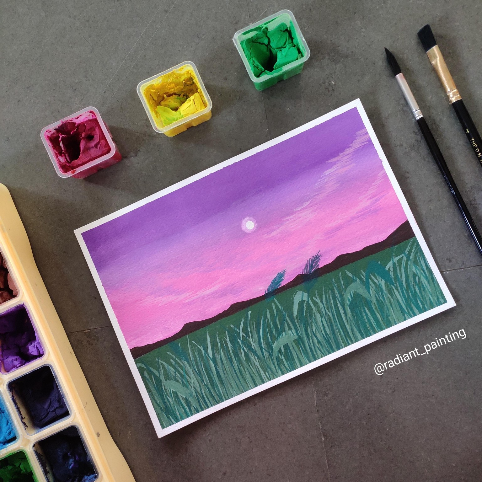Gouache Meadow Painting - image 1 - student project