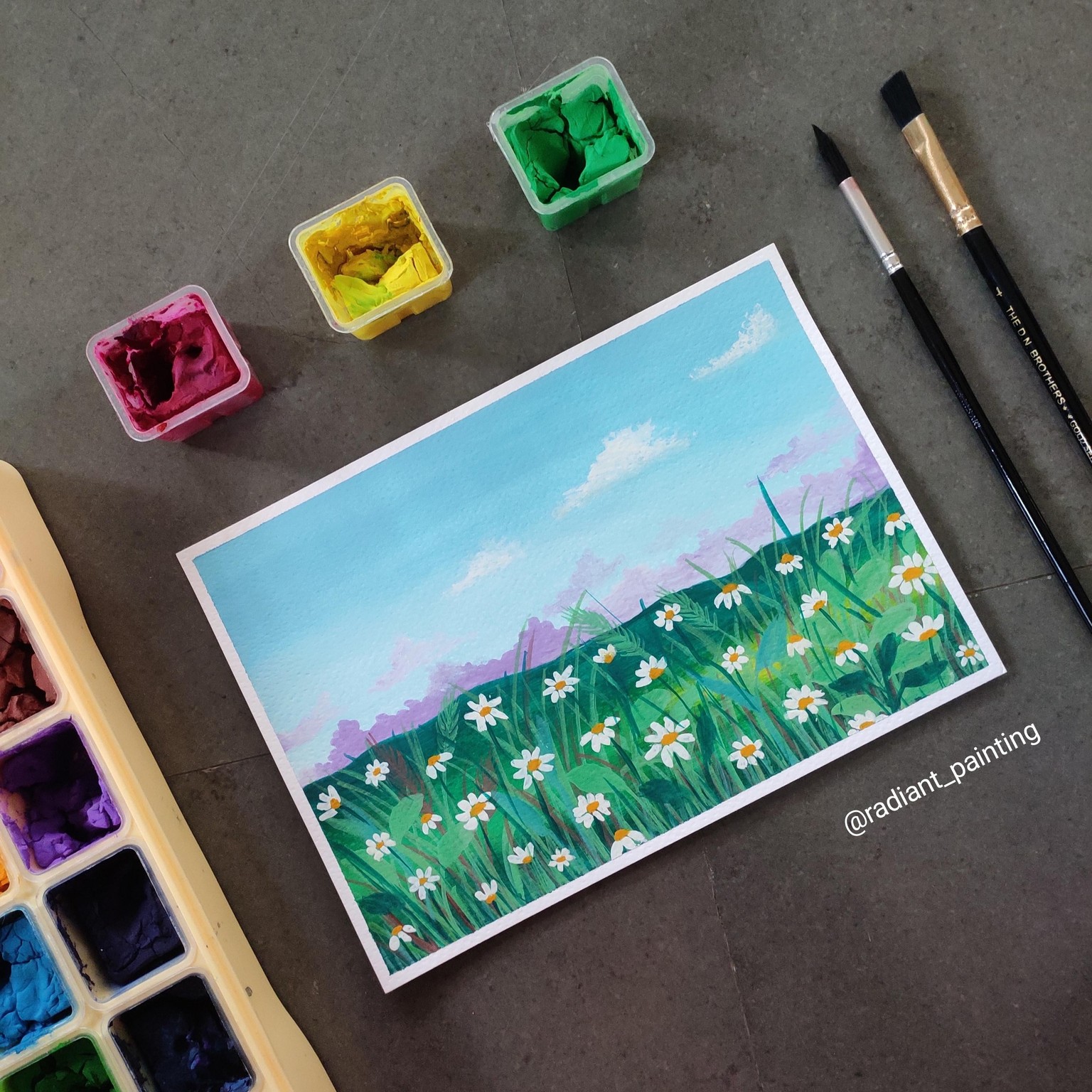 Gouache Meadow Painting - image 10 - student project