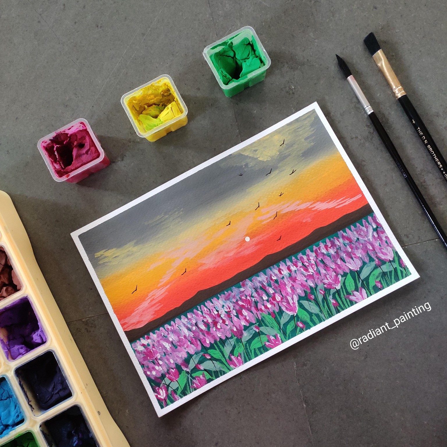 Gouache Meadow Painting - image 3 - student project