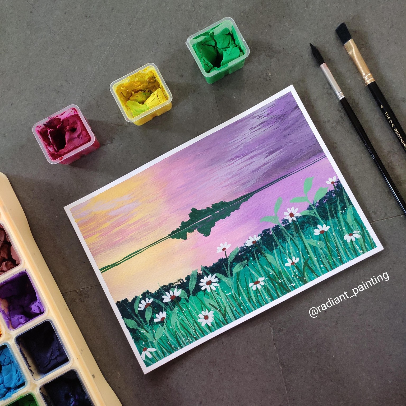 Gouache Meadow Painting - image 5 - student project